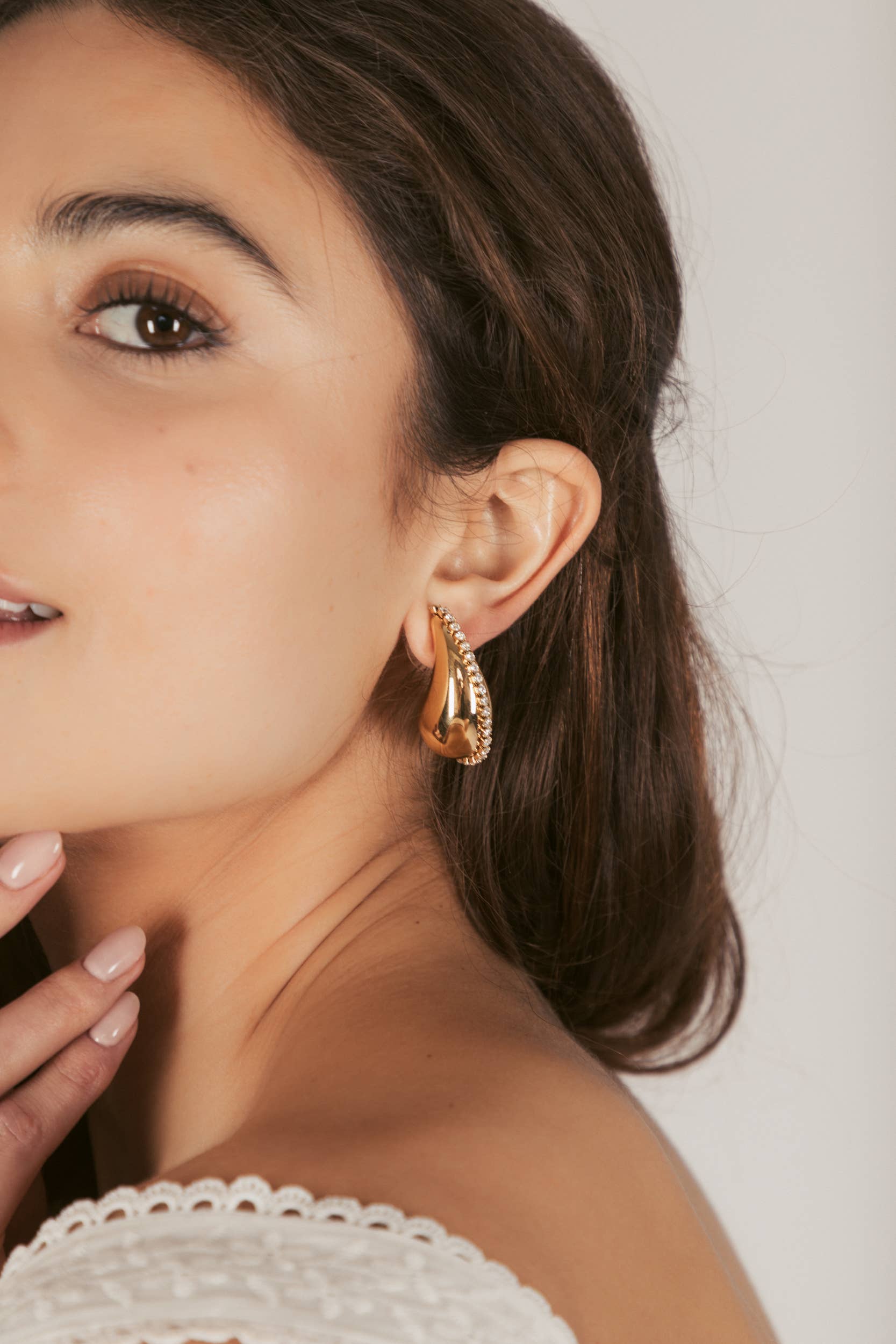 Golden Bean CZ Earrings