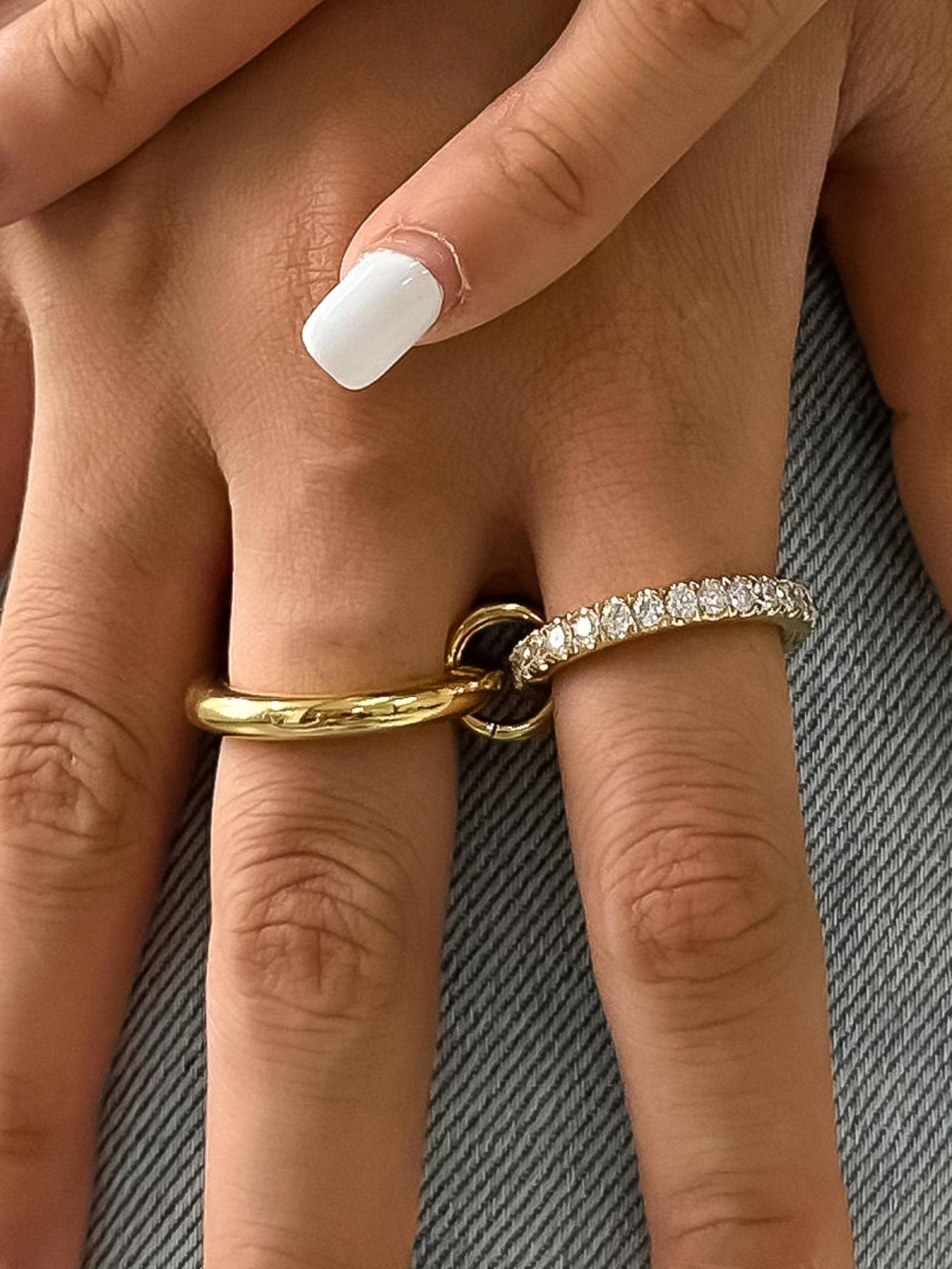 Justine 18K Gold Non-Tarnish CZ Double Hoop Ring