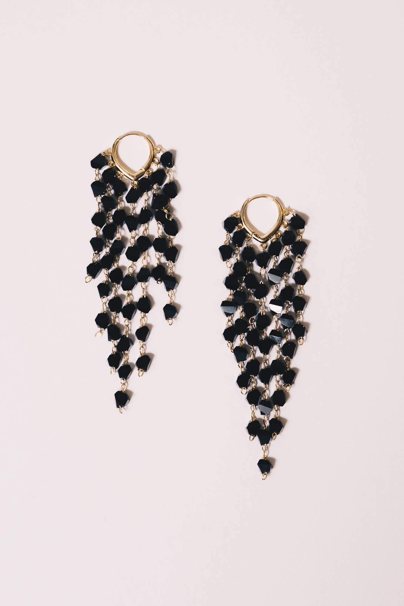 Murial Crystal Drop Earrings | 18K Gold Plating | Jet