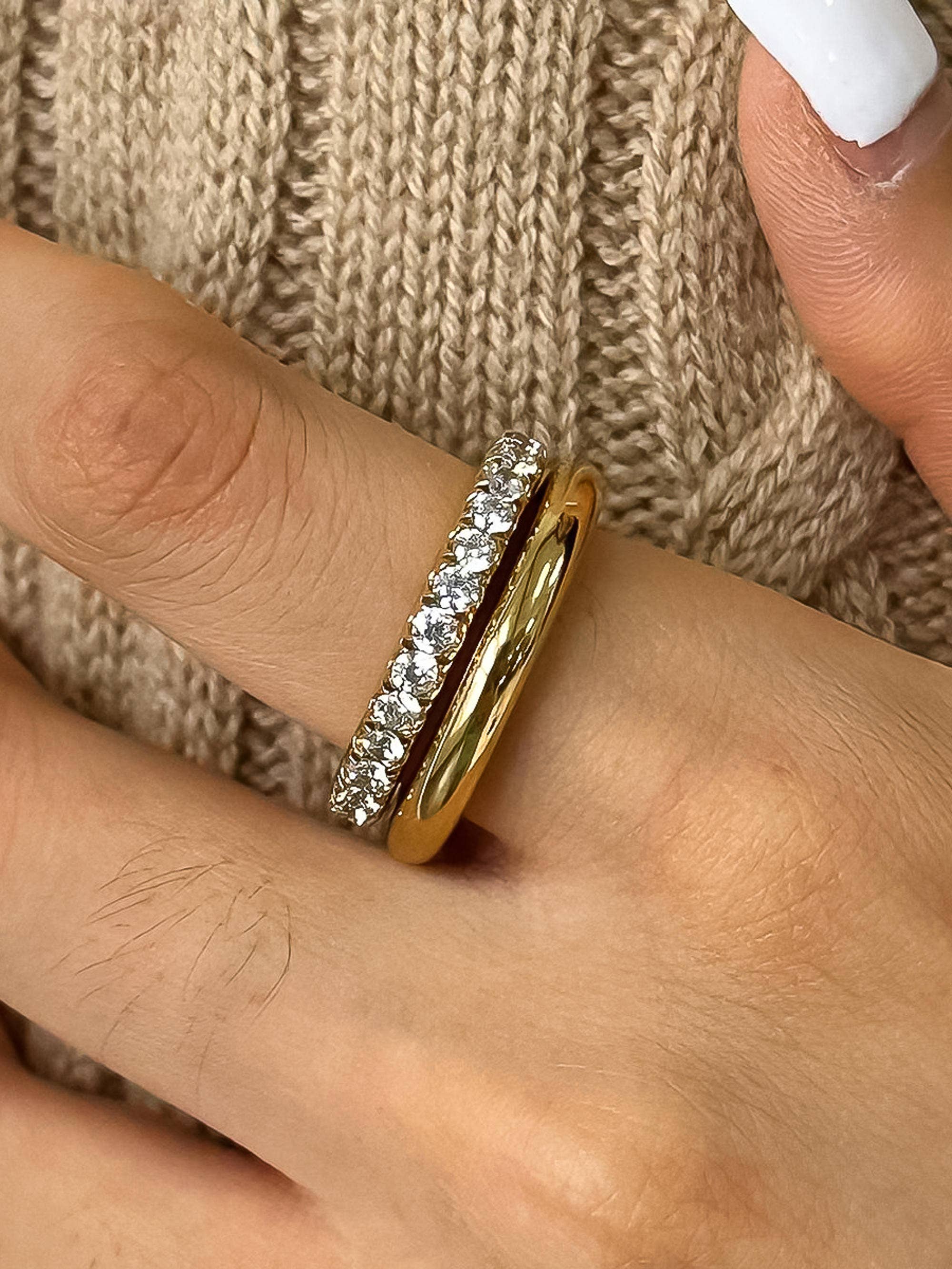 Justine 18K Gold Non-Tarnish CZ Double Hoop Ring