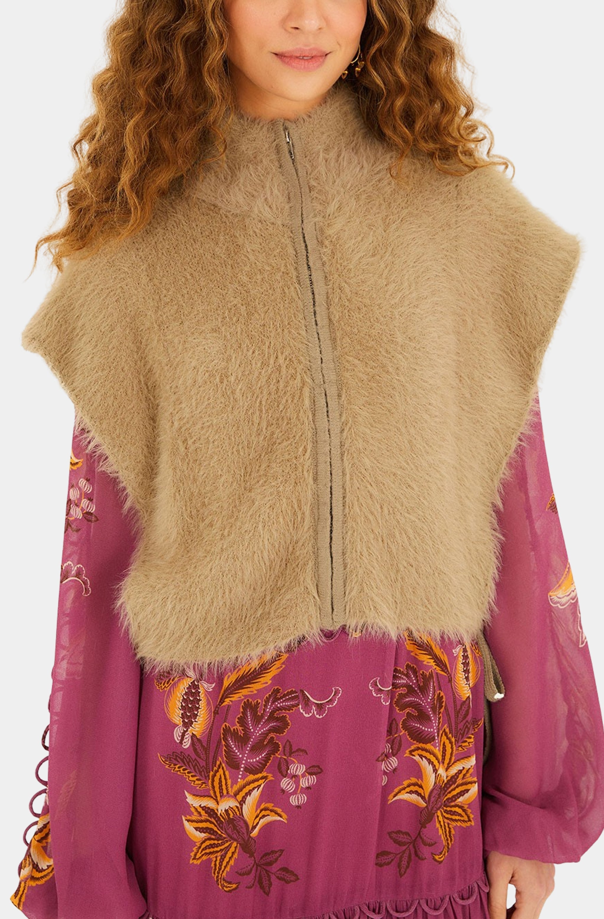 Fuzzy Caramel Vest