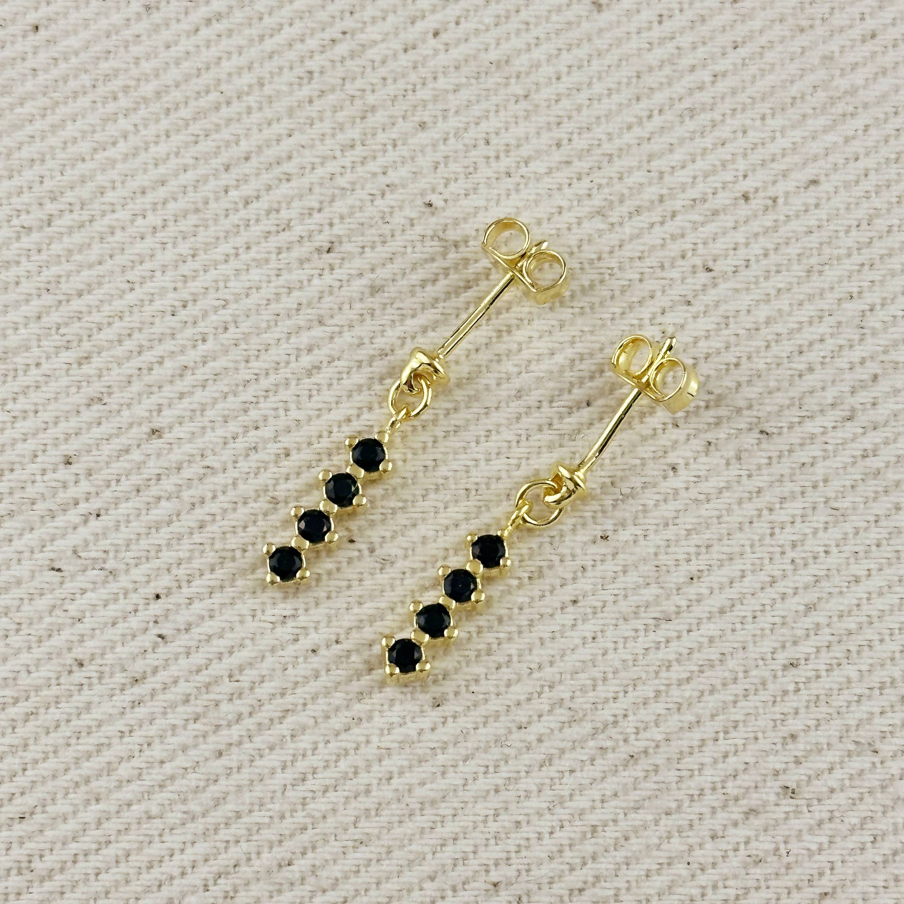 18k Gold Filled 4 CZ Dangling Earrings