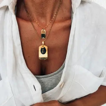 Gold Delicate Chains with Steel ID Plates