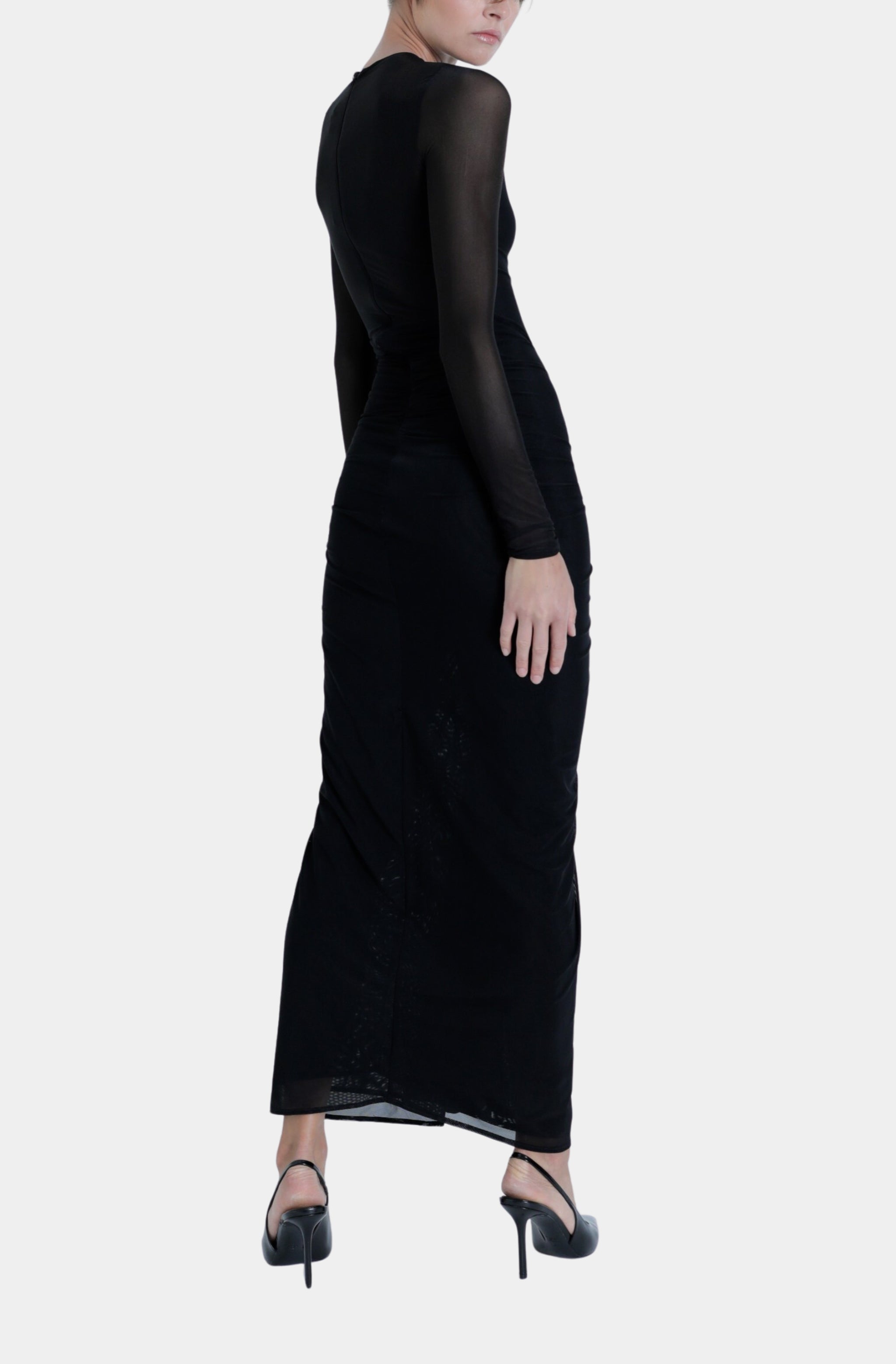 Ariana Mesh Solid Maxi Dress