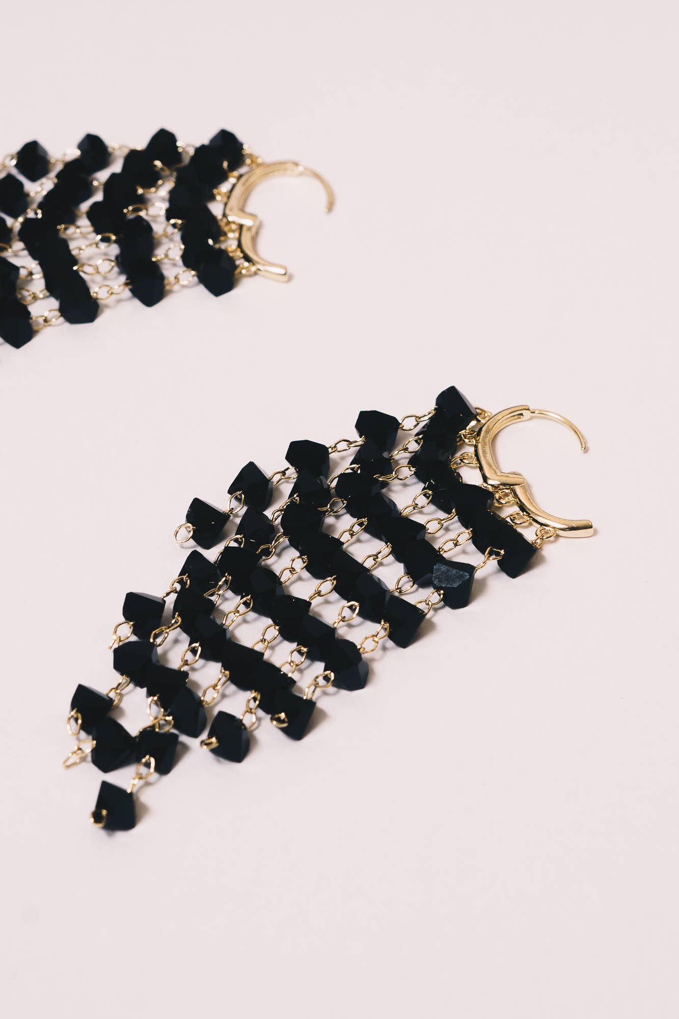 Murial Crystal Drop Earrings | 18K Gold Plating | Jet