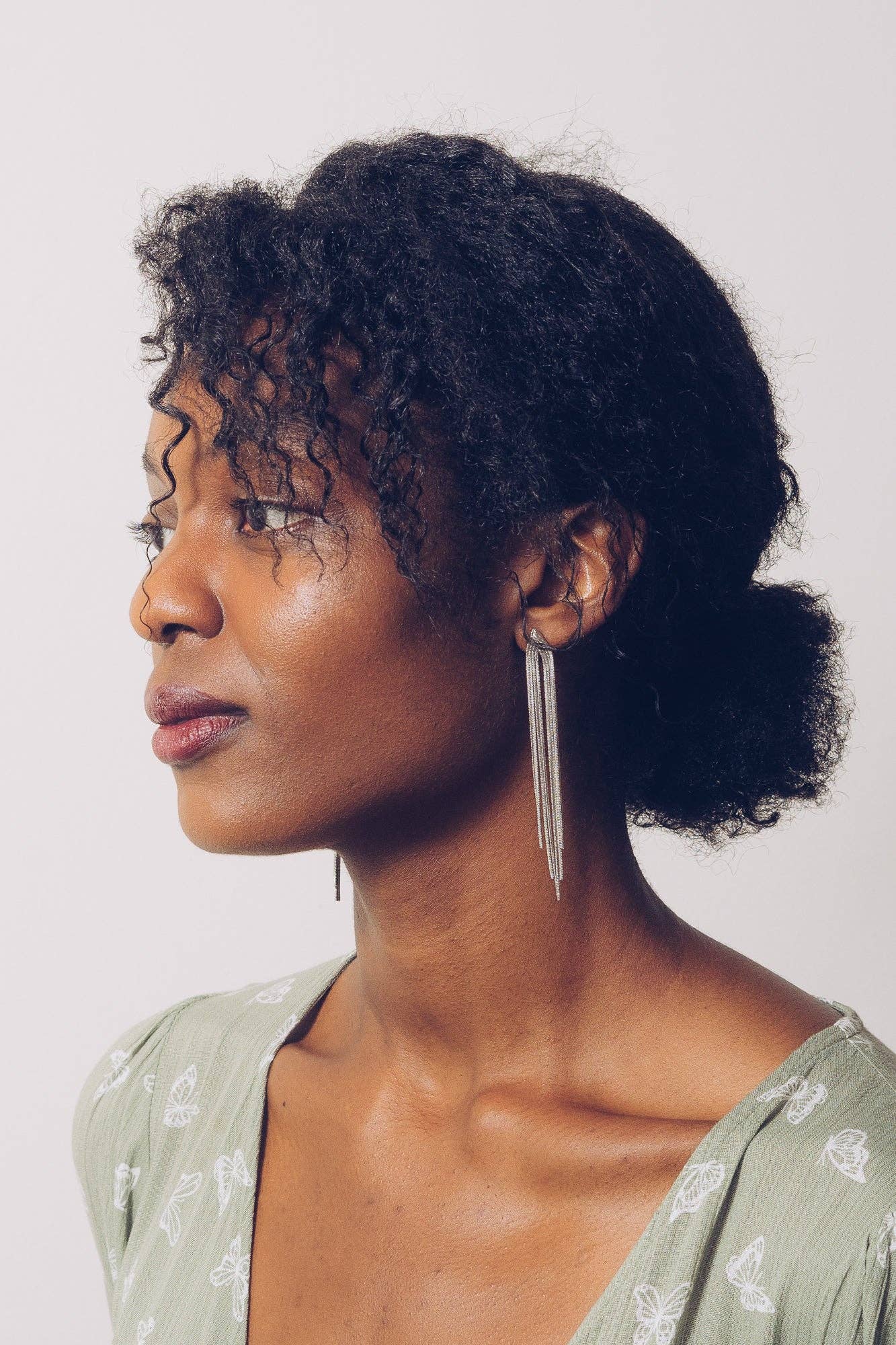 Ezra White Gold Chain Fringe Earrings | 18k Gold Plating