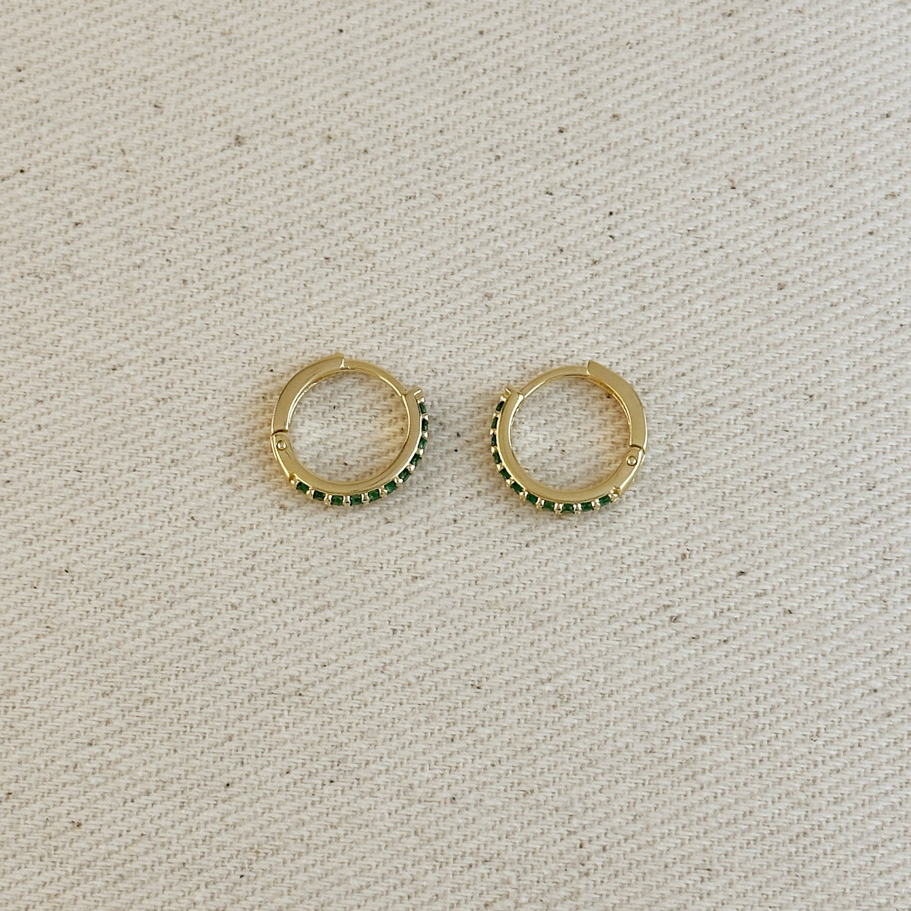 18k Gold Filled Colored CZ Hoop Earrings