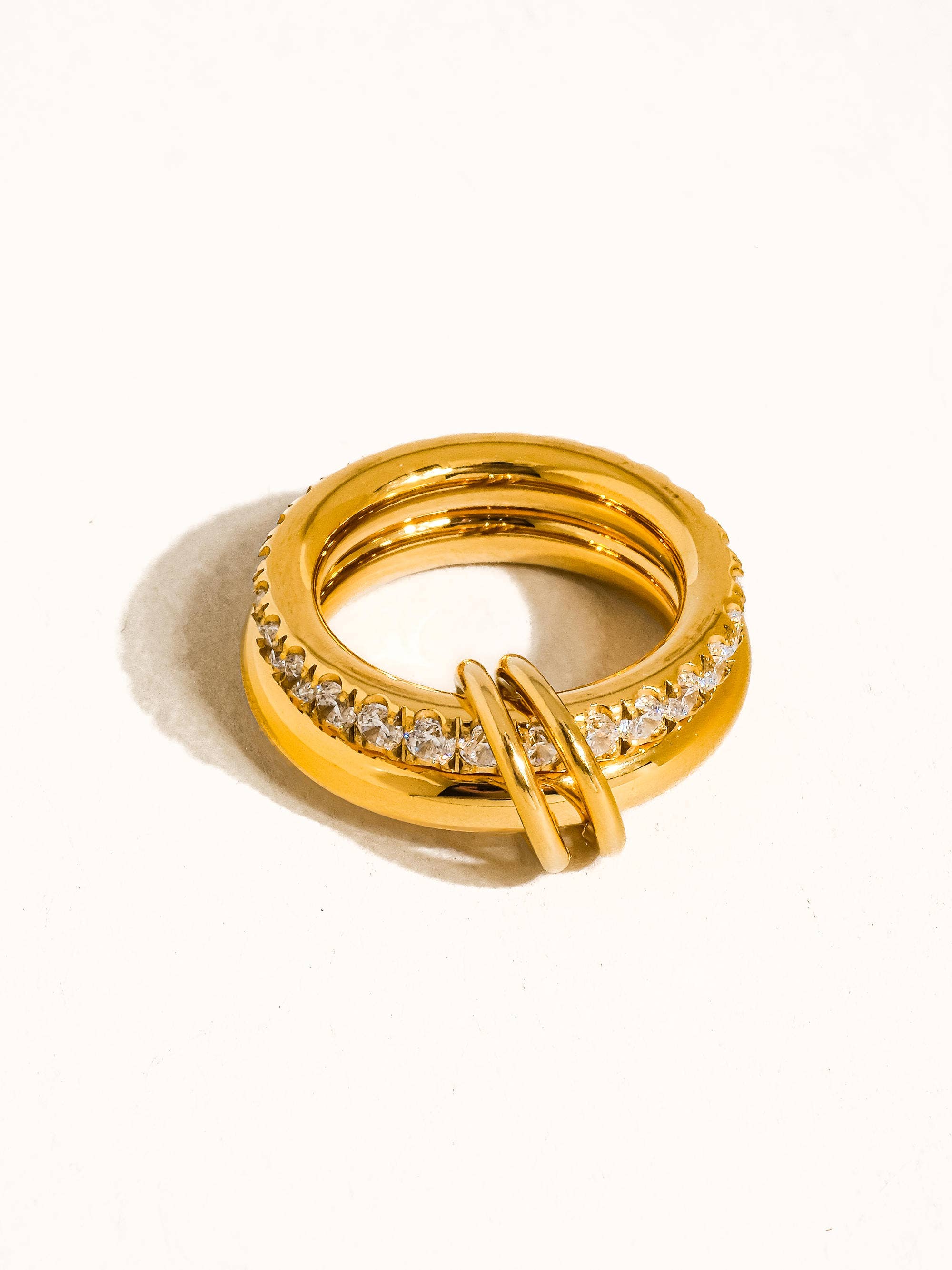 Justine 18K Gold Non-Tarnish CZ Double Hoop Ring