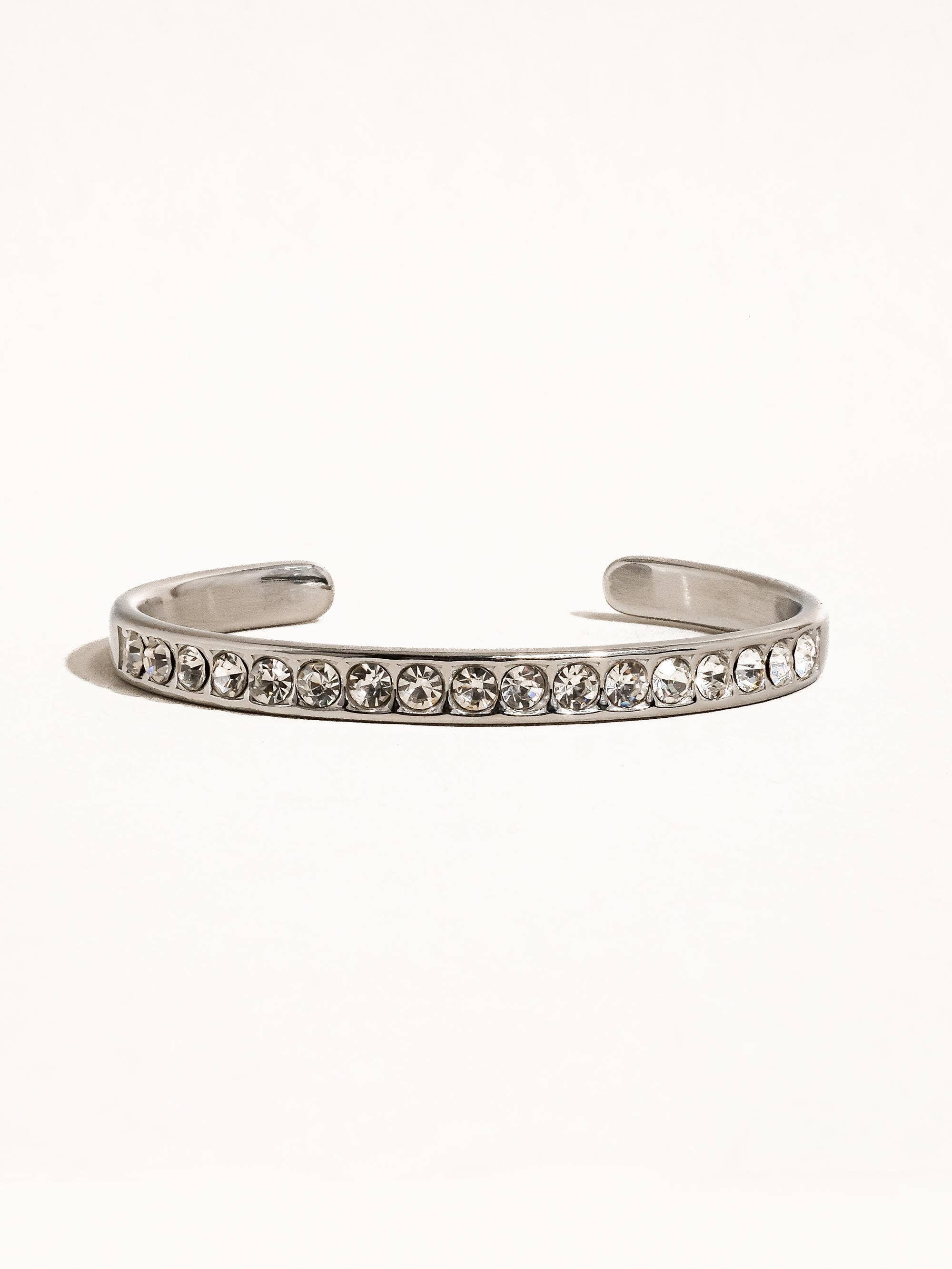 Troy 18K Gold Non-Tarnish Rhinestone Bangle