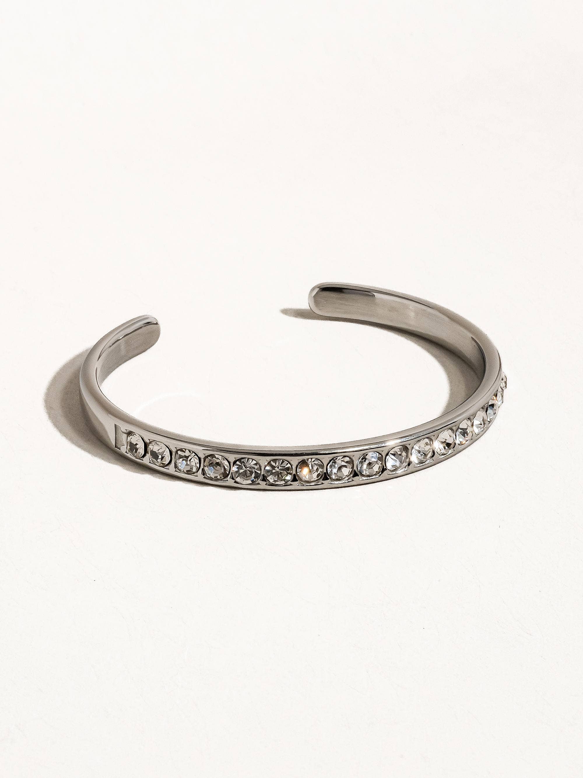 Troy 18K Gold Non-Tarnish Rhinestone Bangle