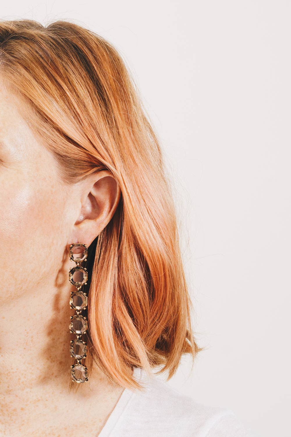 Xandie | Crystal Shoulder Duster Earrings | 18K Antique Gold Plating