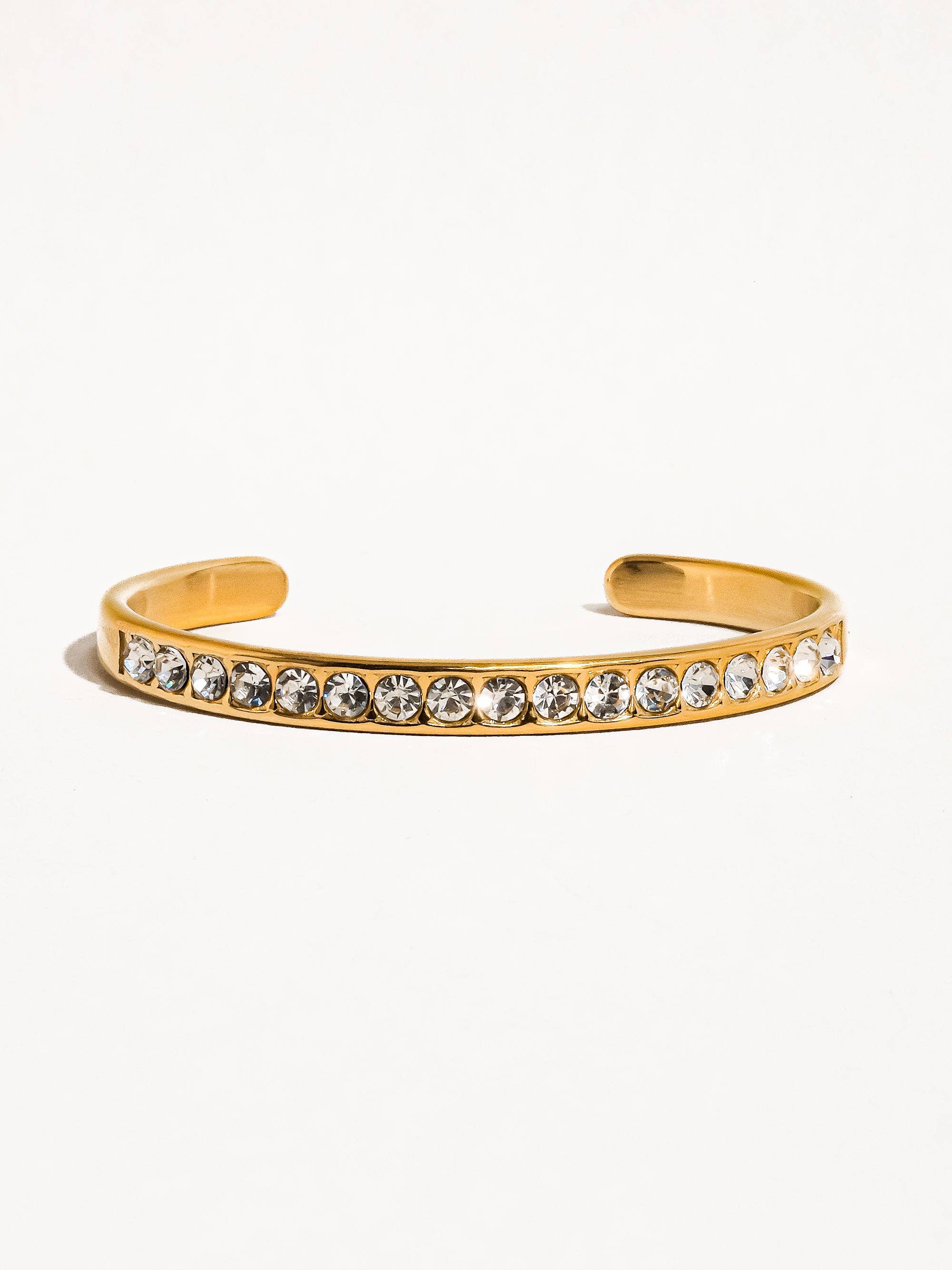 Troy 18K Gold Non-Tarnish Rhinestone Bangle