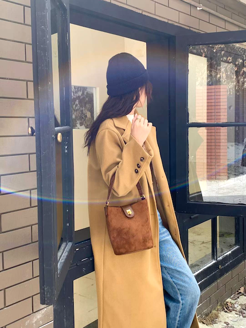 Suede-Like Top Handle Crossbody Bag