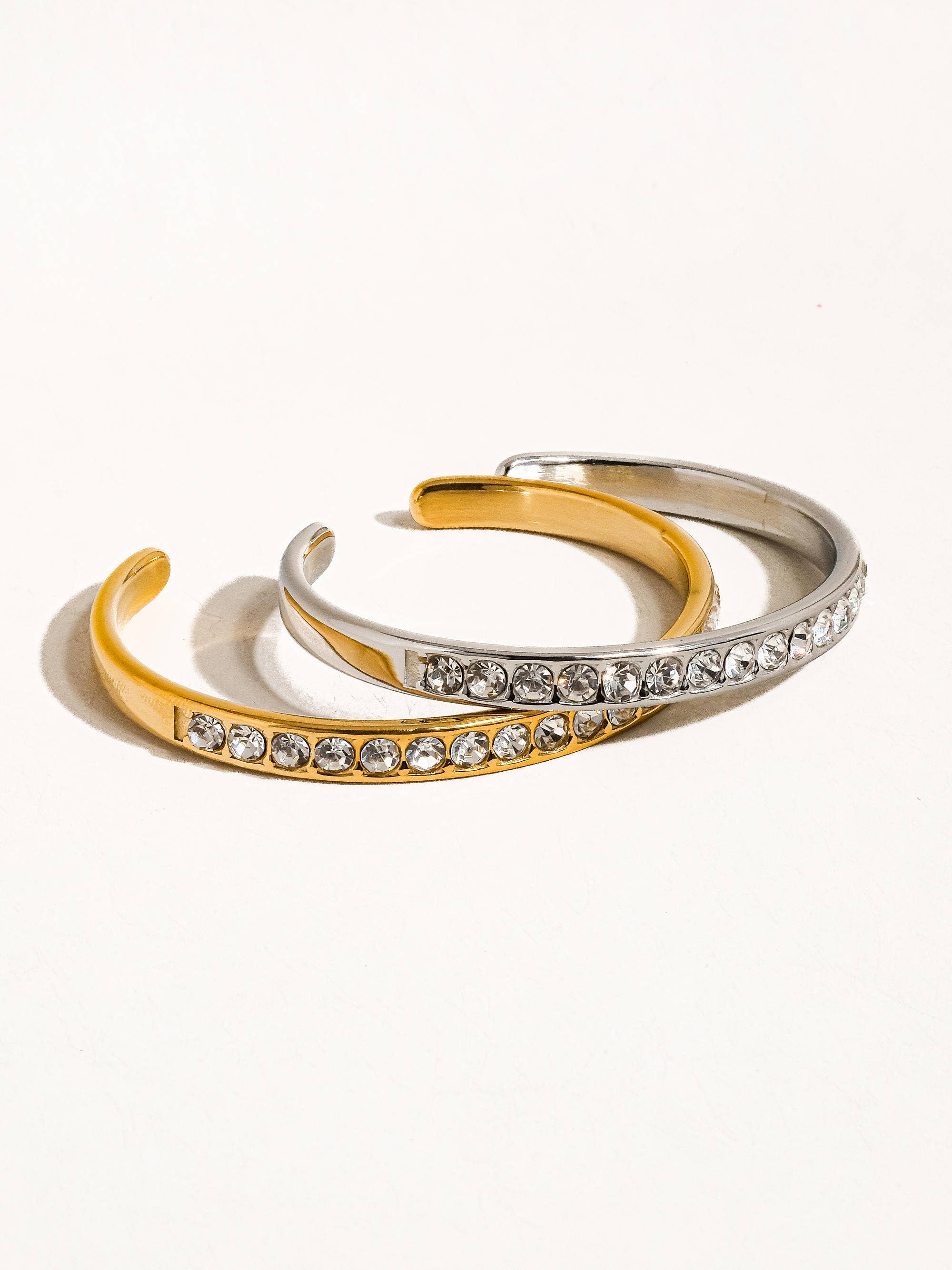 Troy 18K Gold Non-Tarnish Rhinestone Bangle