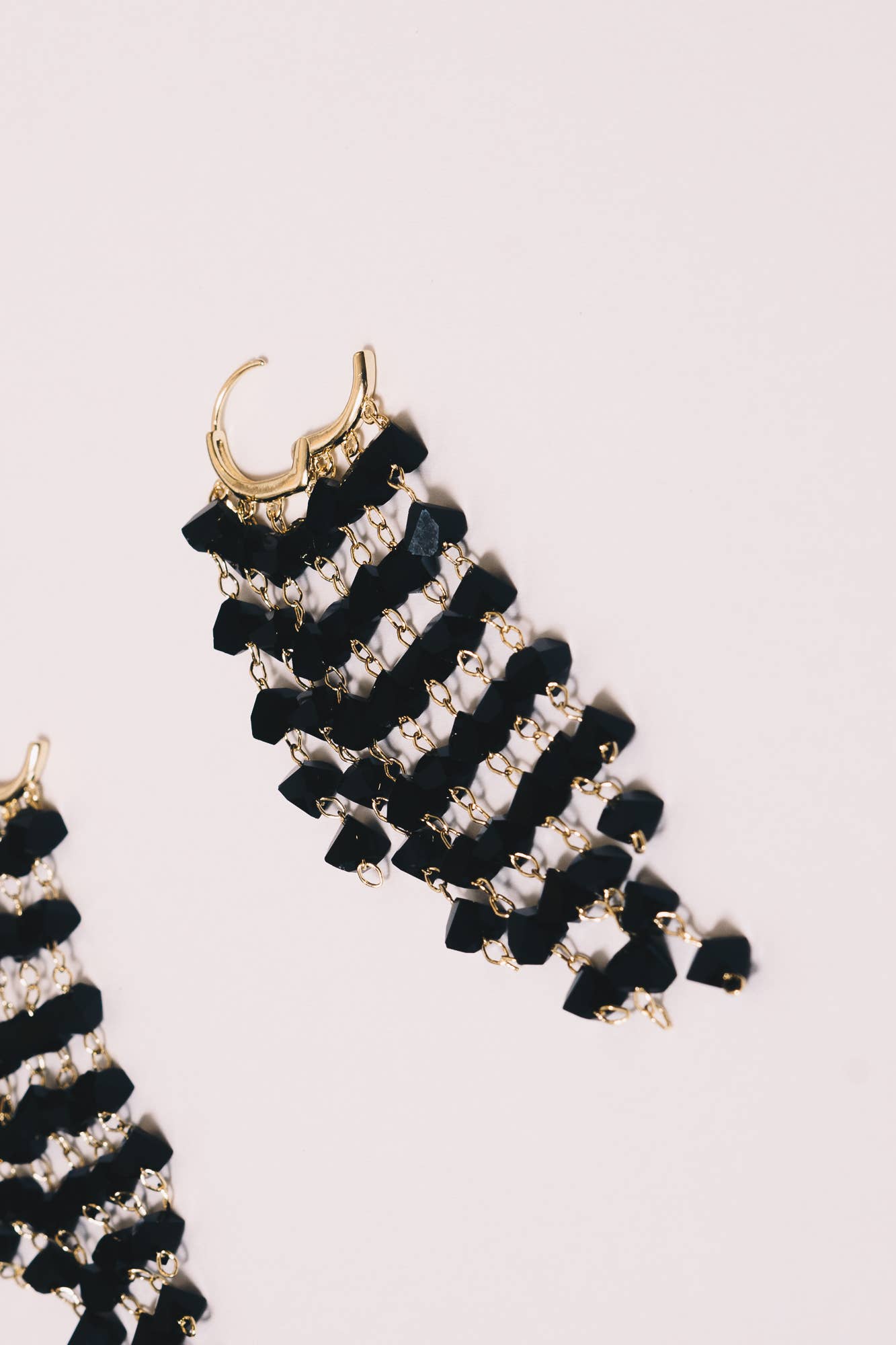 Murial Crystal Drop Earrings | 18K Gold Plating | Jet