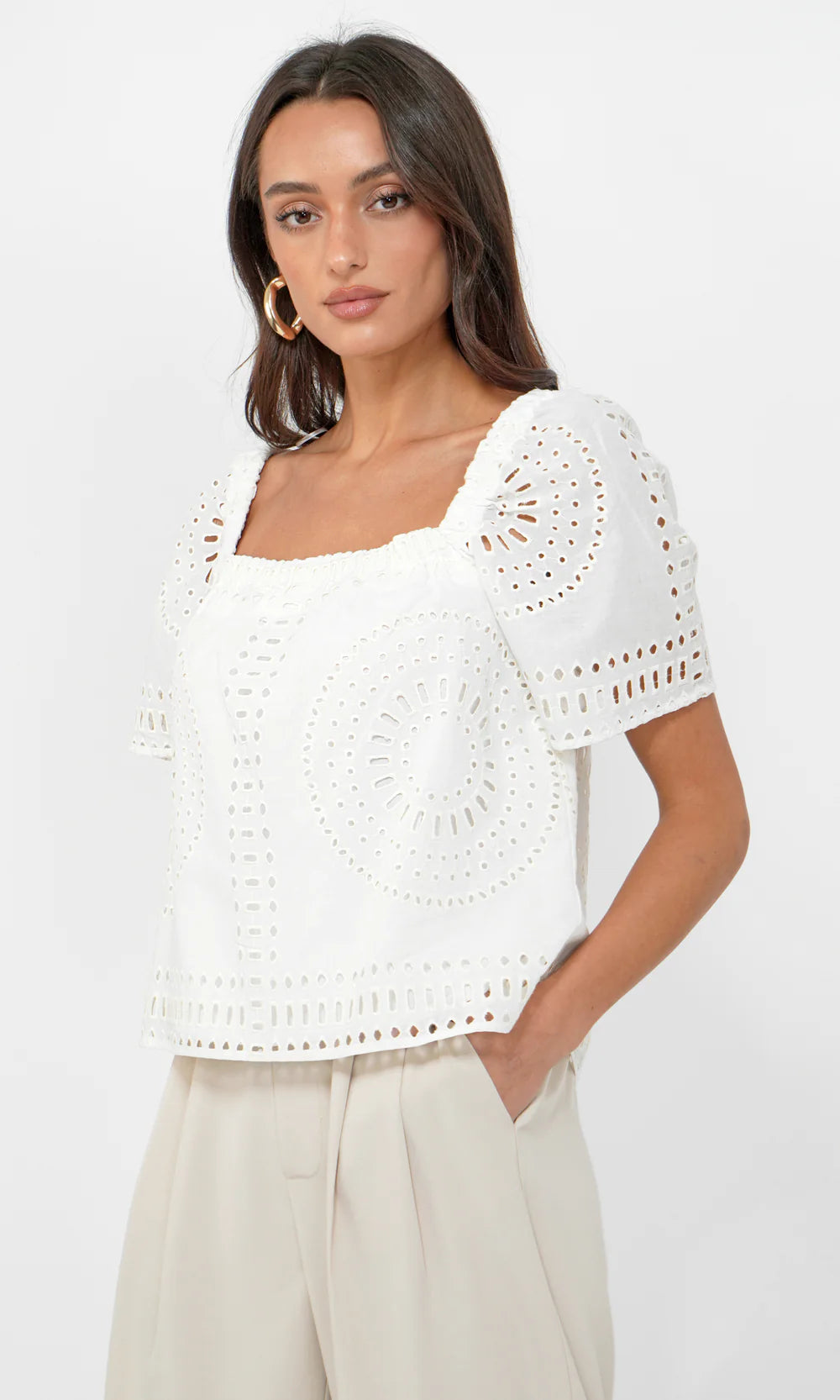 Sammy Eyelet Square Neck Top