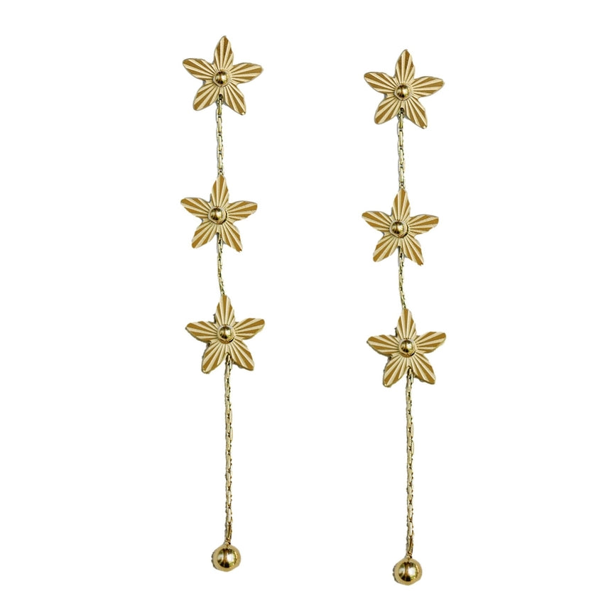 Gold Flower Drop Earrings