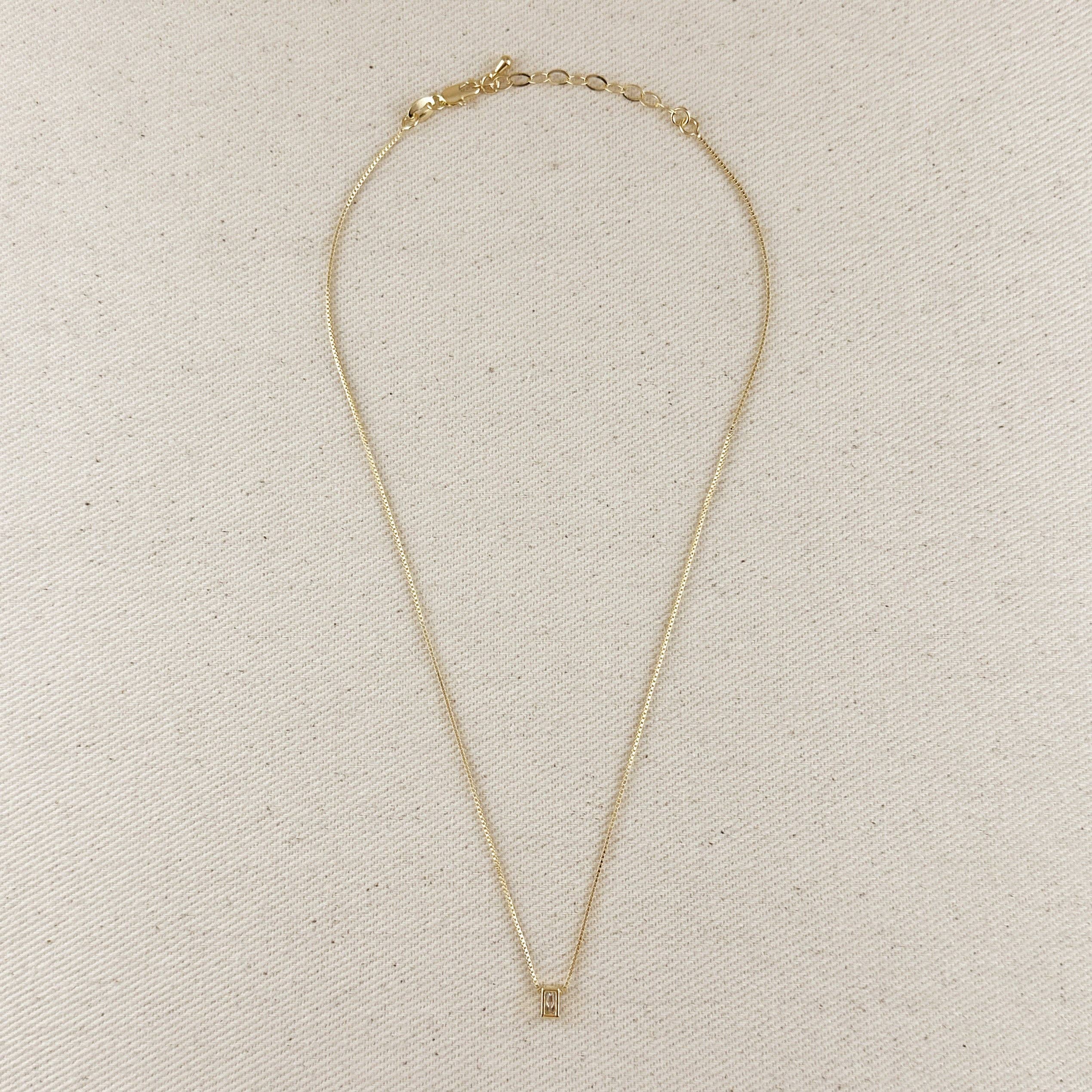 18k Gold Filled Mini CZ Baguette Necklace
