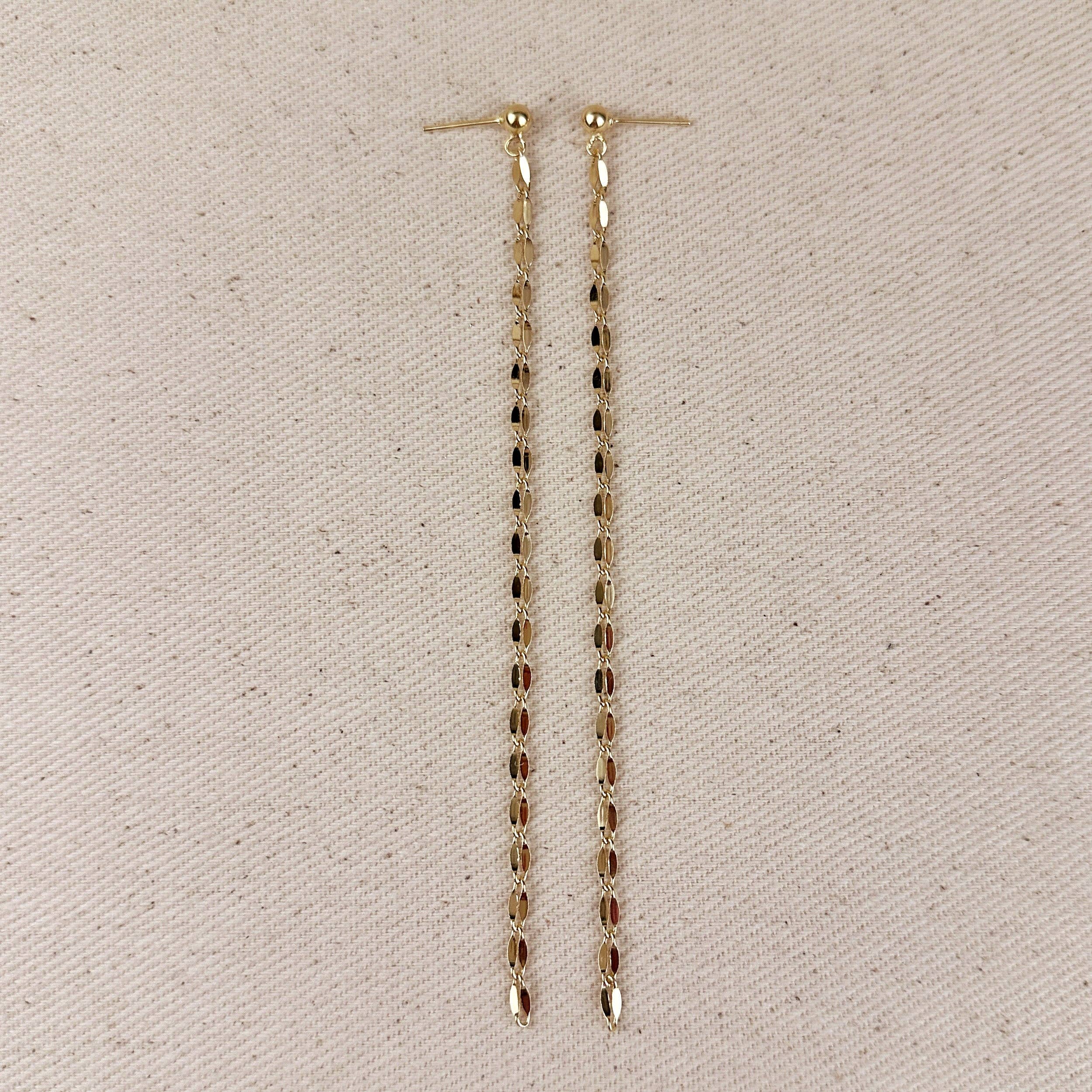 18k Gold Filled Detailed Chain Drop Earrings