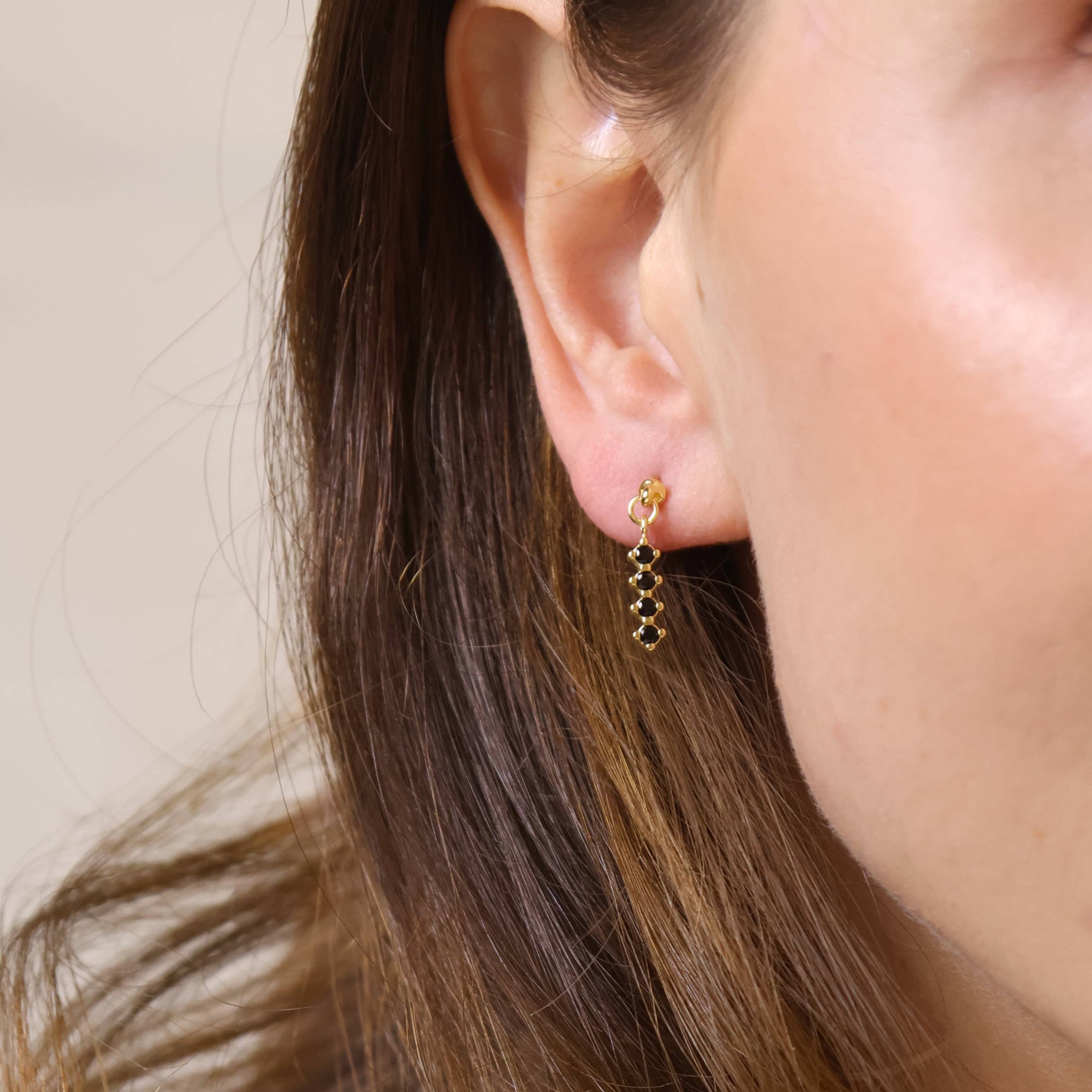 18k Gold Filled 4 CZ Dangling Earrings