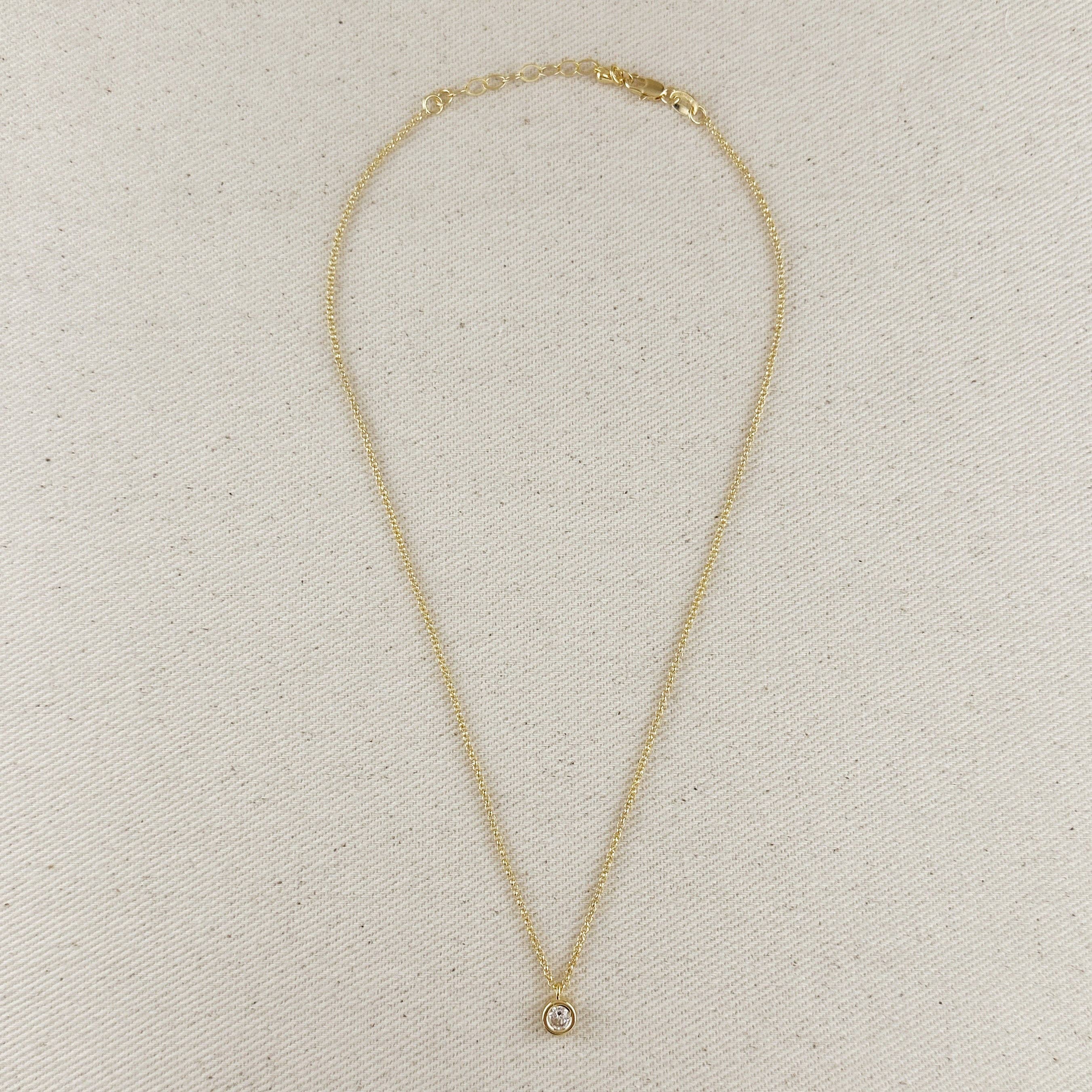 18k Gold Filled Solitaire Necklace