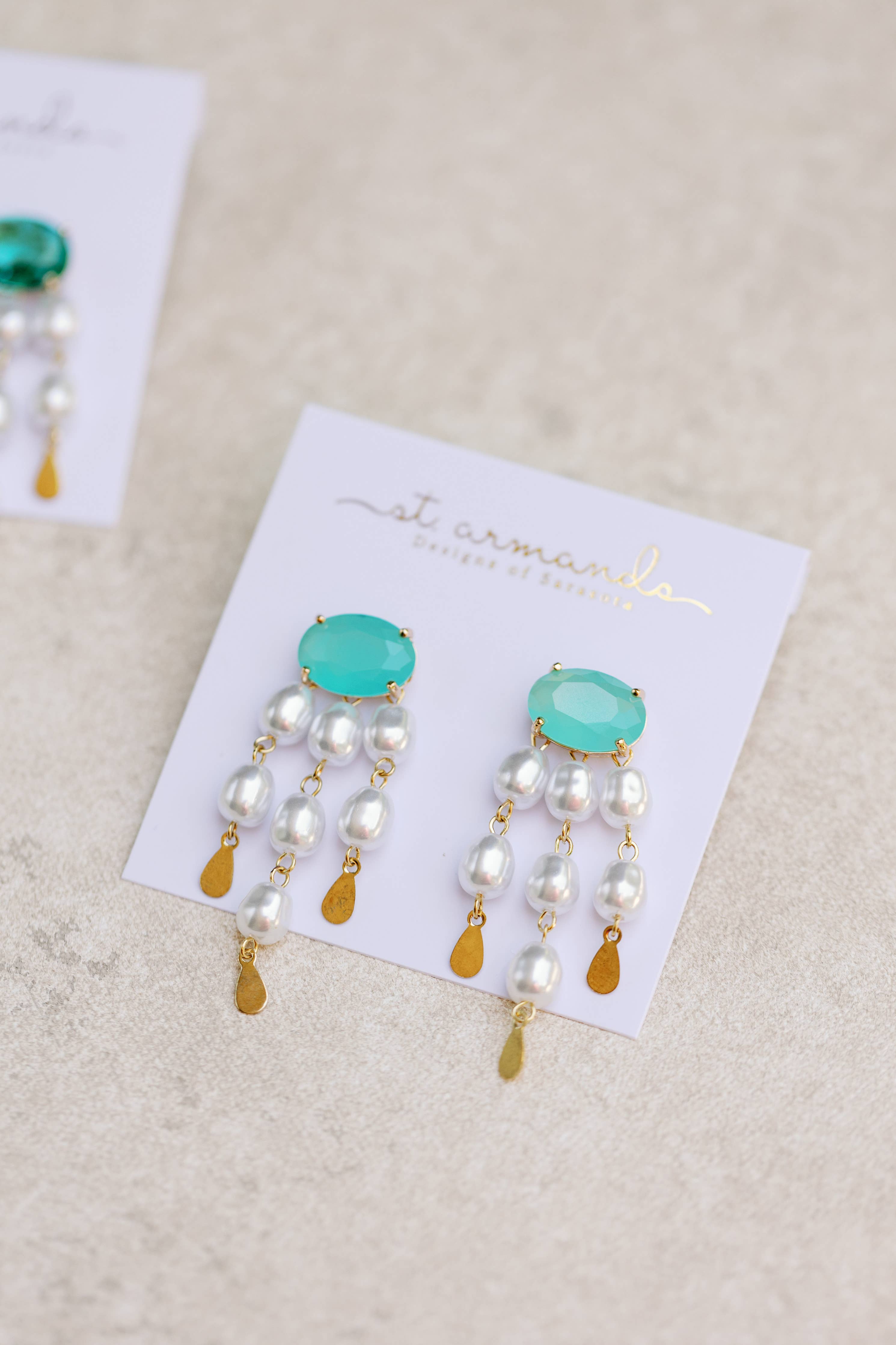 Seaglass and Pearl Tassel Earrings