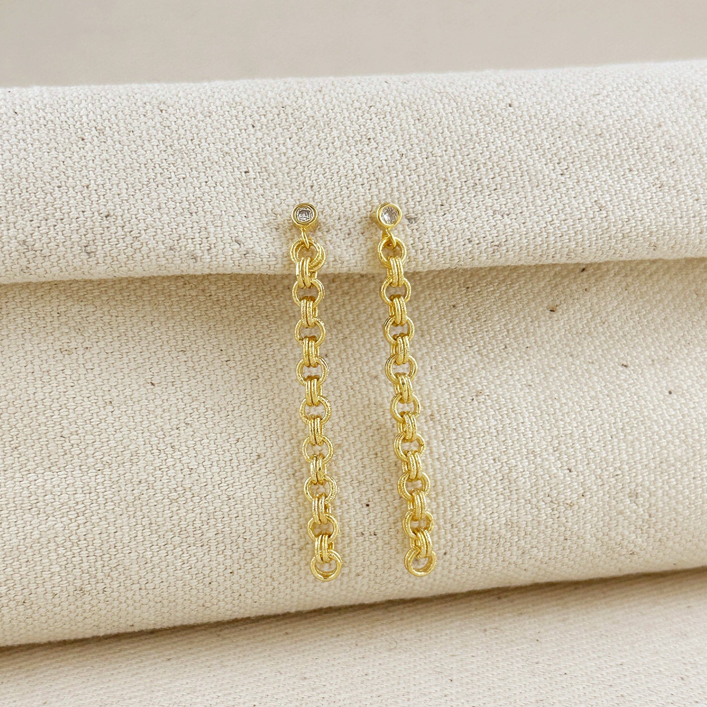 18k Gold Filled Double Rolo Chain Dangle Earrings