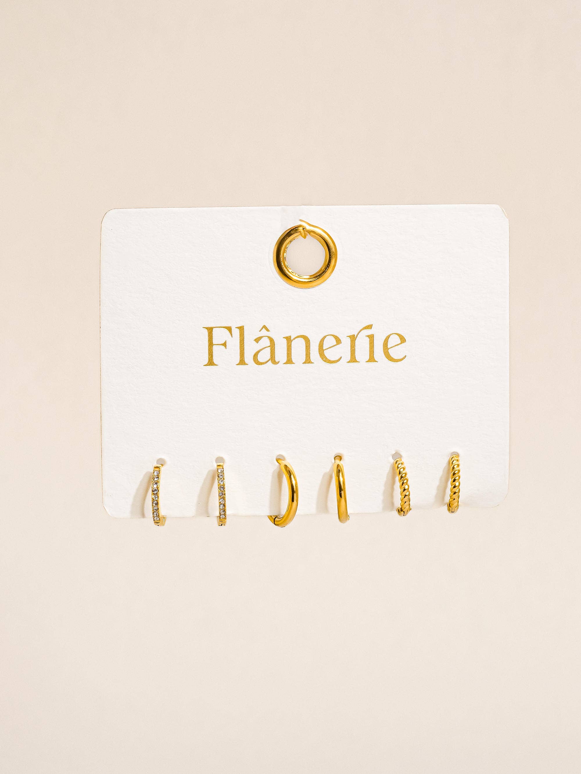 Claude 18K Gold Non-Tarnish CZ Hoops Earring