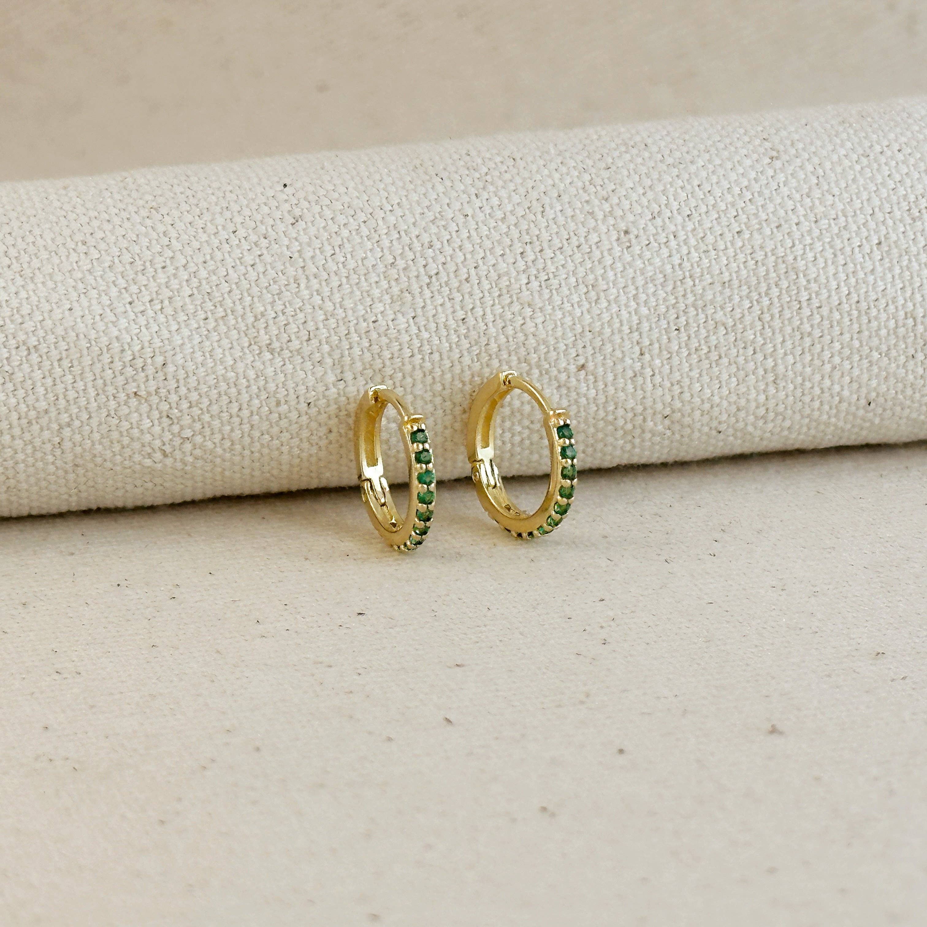 18k Gold Filled Colored CZ Hoop Earrings