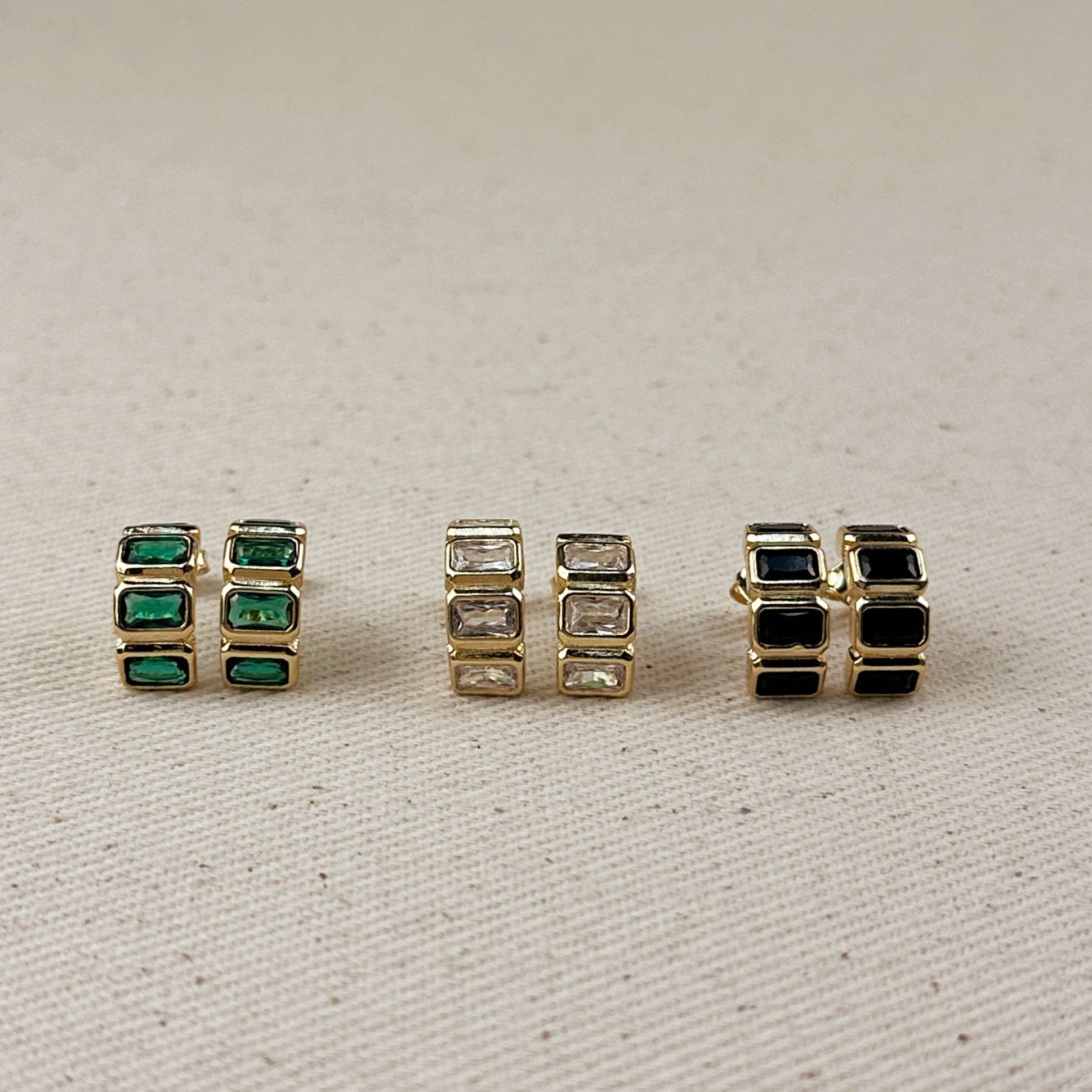 18k Gold Filled Chunky CZ Curve Earrings
