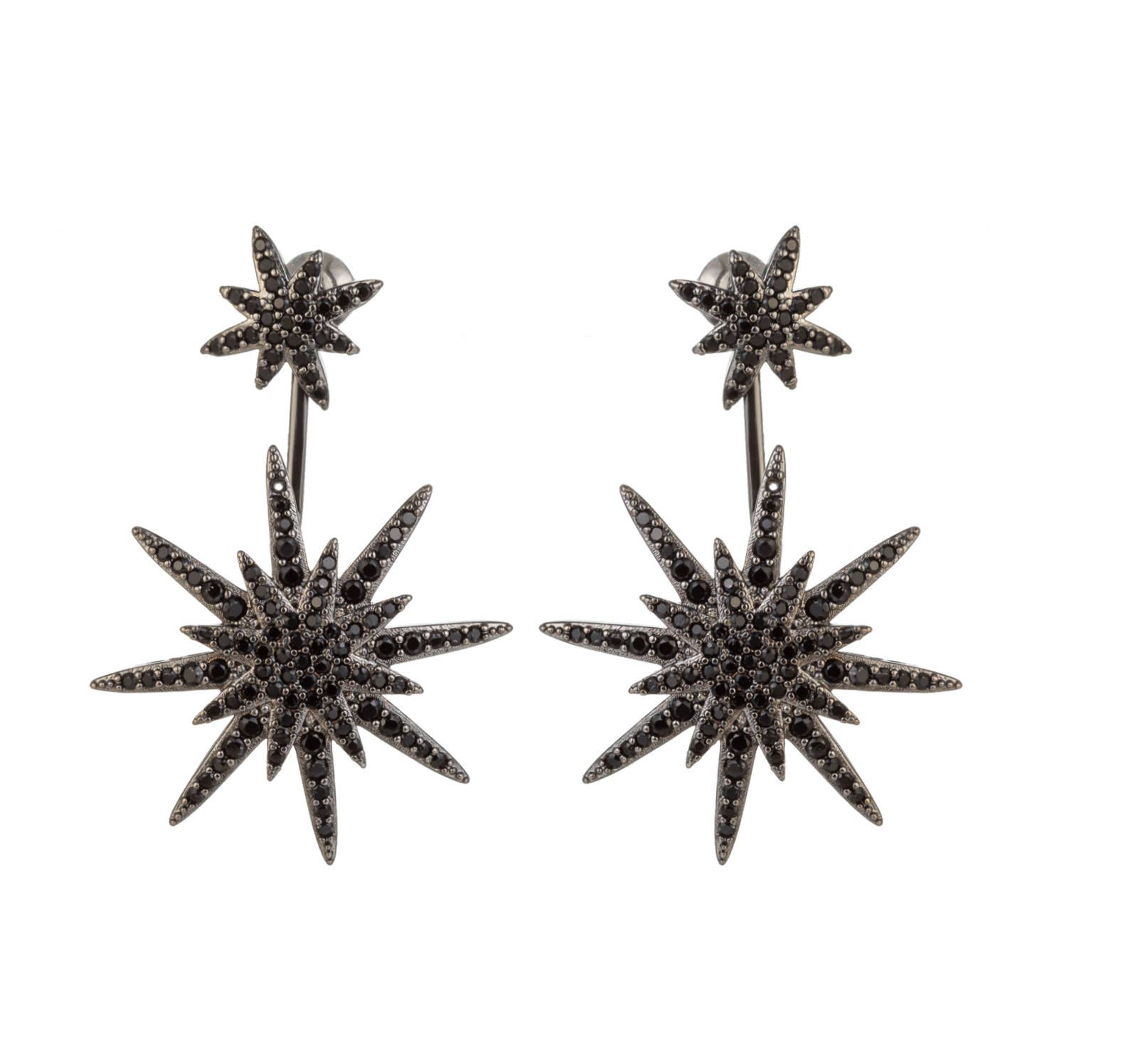 North Star Earrings - Gold Brass with Drop Design