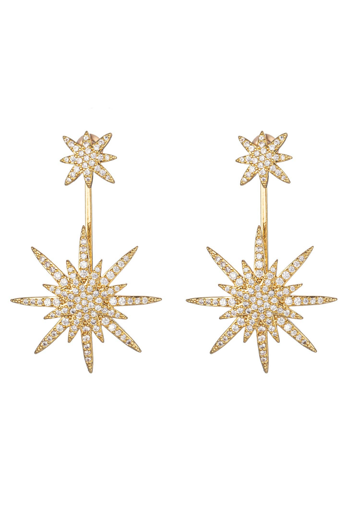 North Star Earrings - Gold Brass with Drop Design
