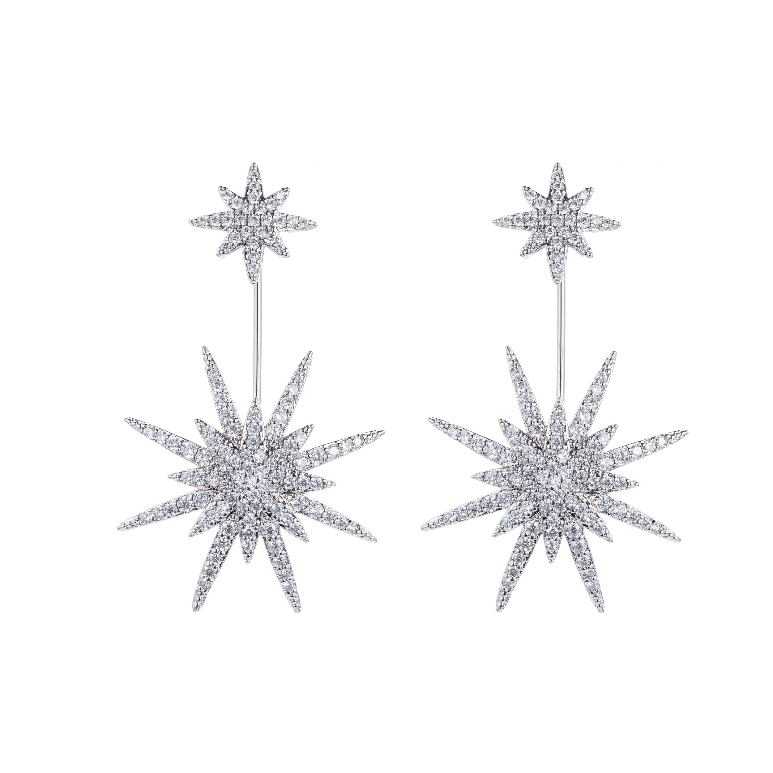 North Star Earrings - Gold Brass with Drop Design