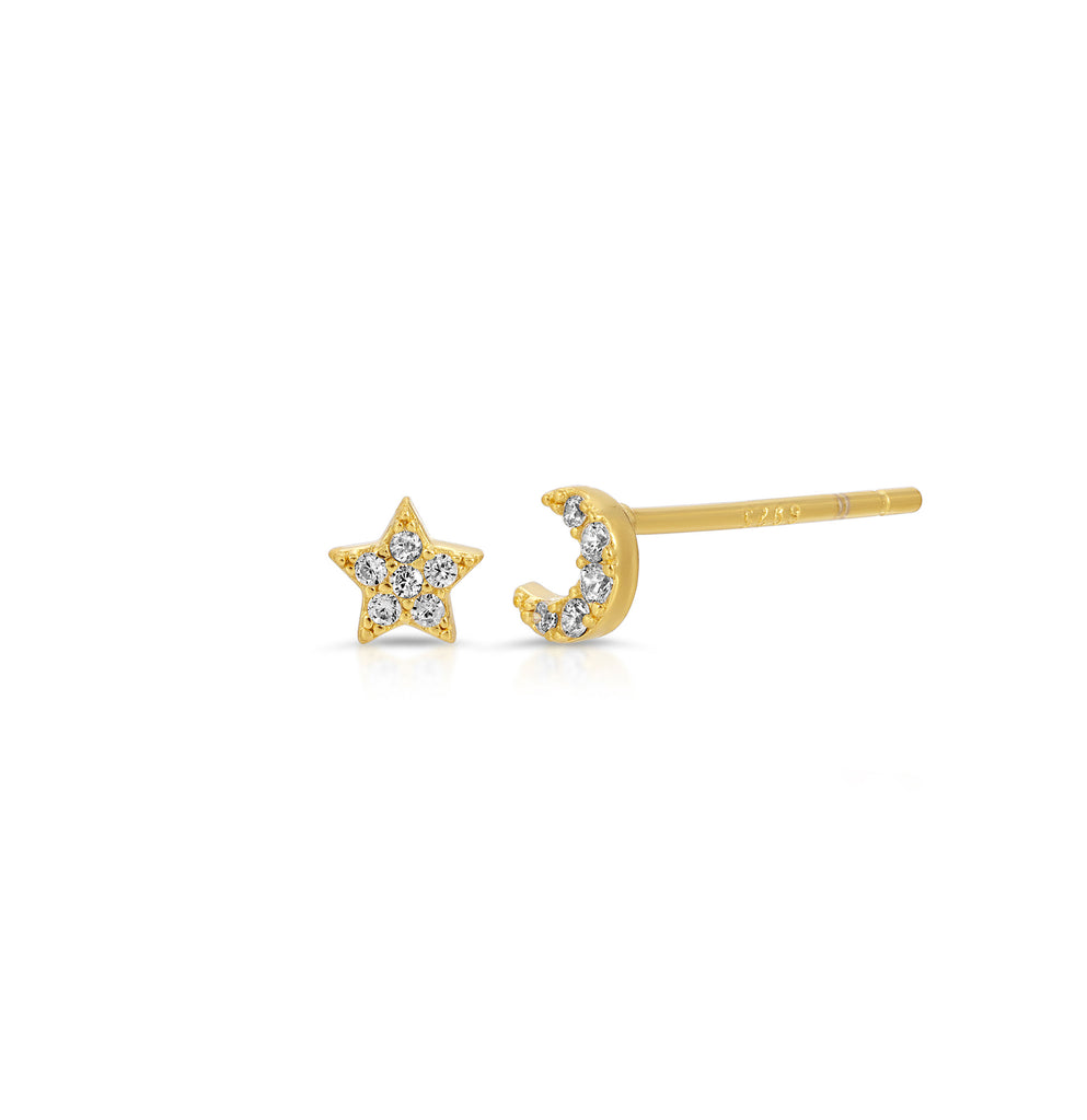 Micro Moon and Star Studs