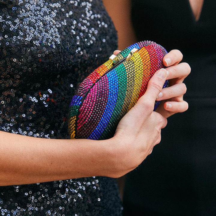 Pot of Gold Rainbow Hotfix Oval Clutch
