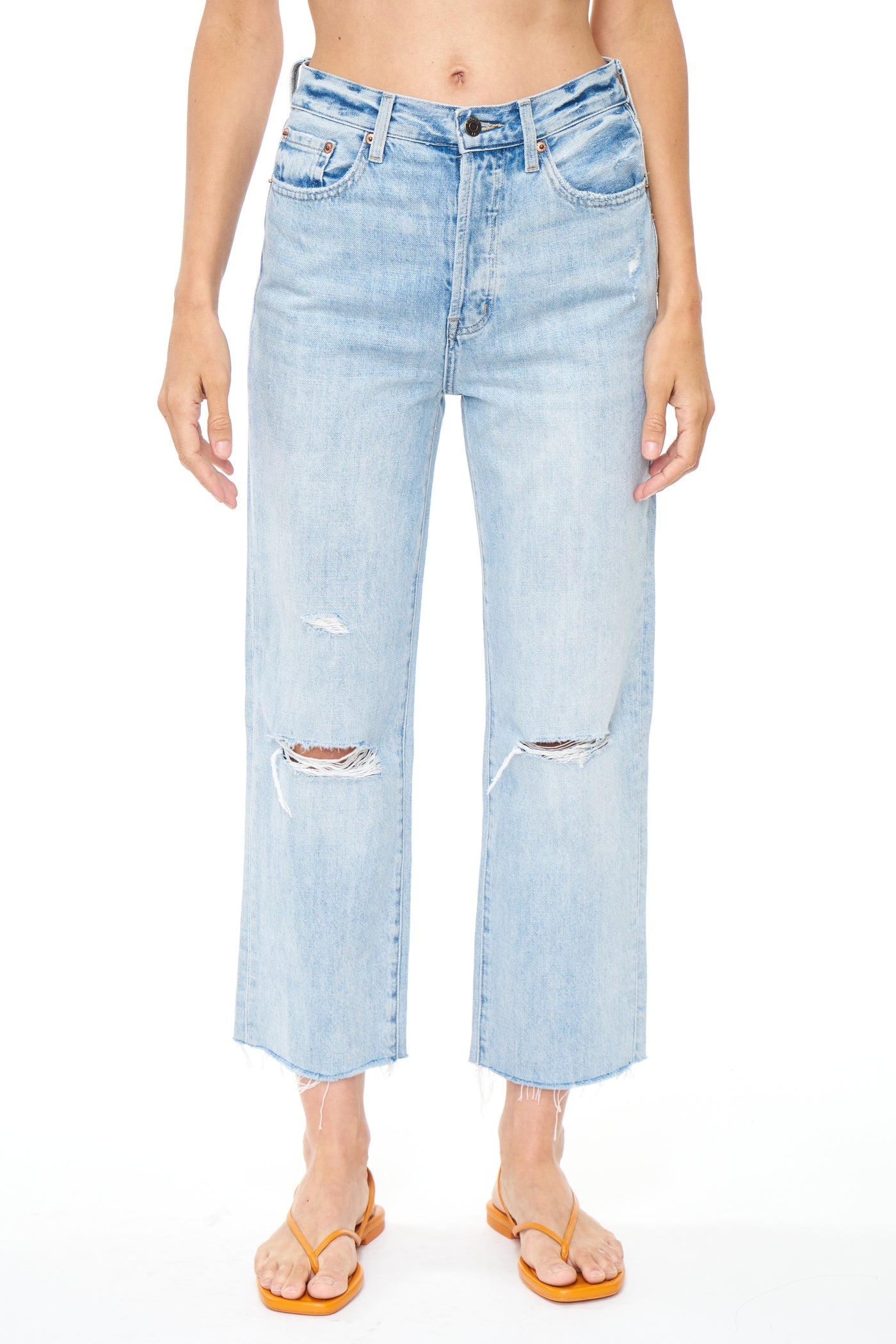 Cassie Crop in Mojito Distressed