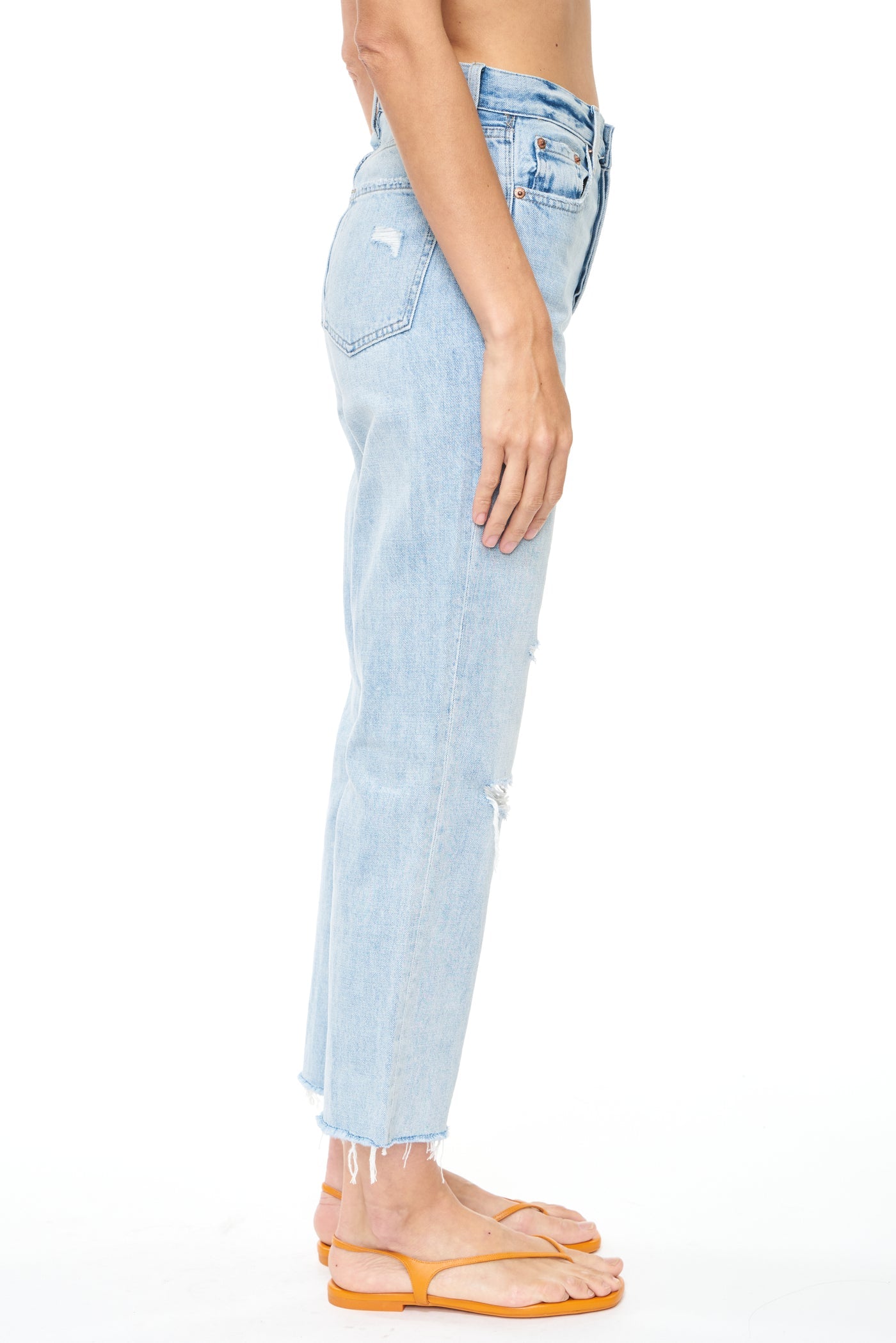 Cassie Crop in Mojito Distressed