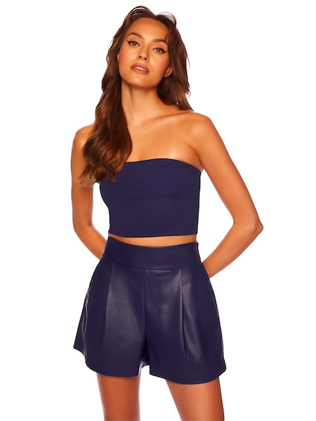 Faux Leather Pleated Short