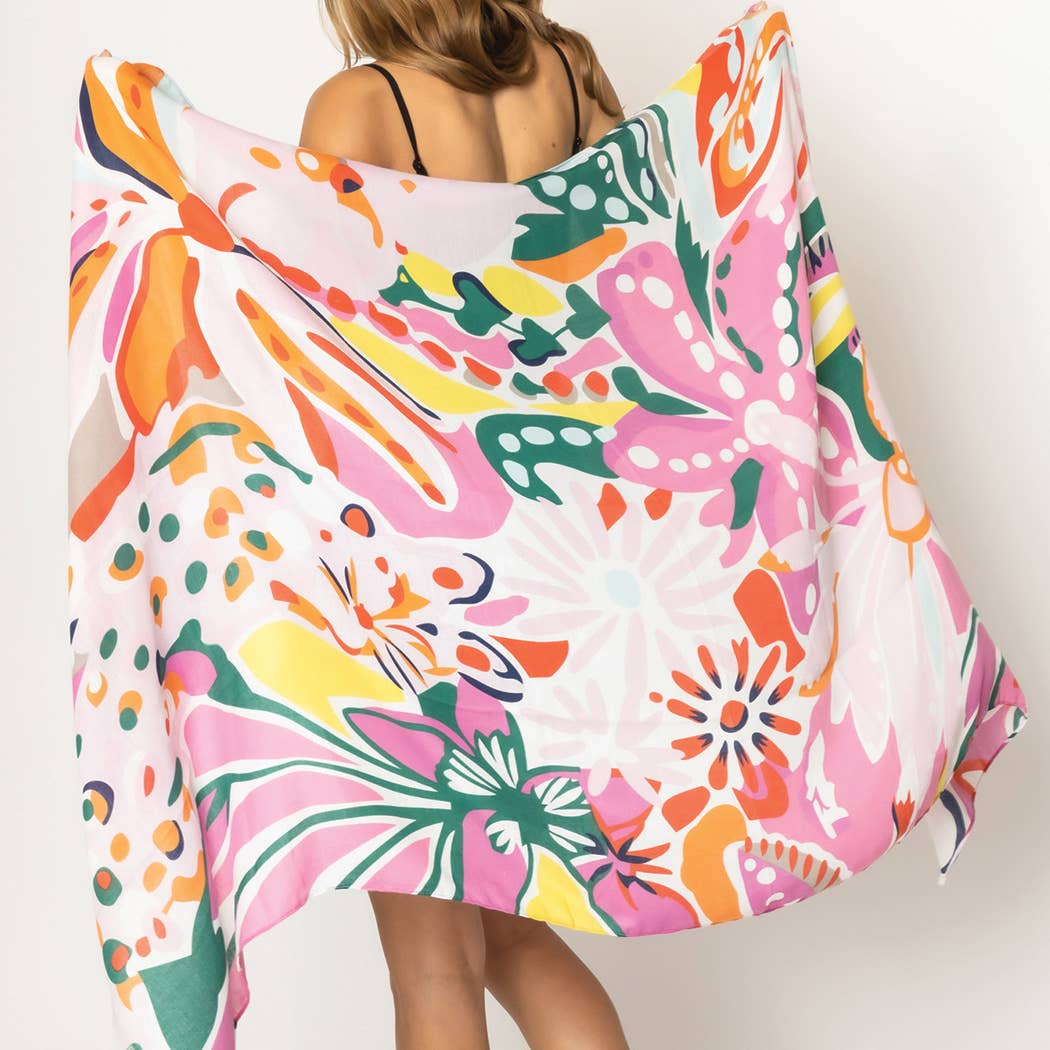 Tropical Floral Print Scarf