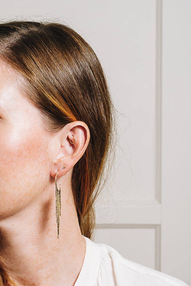 Signe Fringe Chain Hoop Earrings | 18K Gold Plating