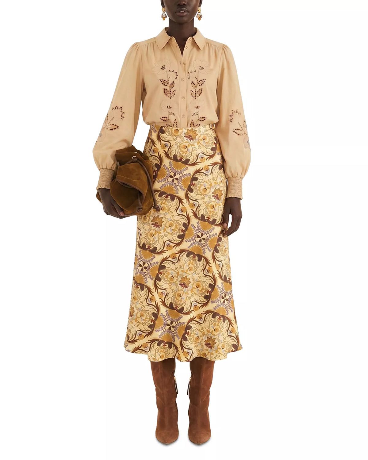 Garden Tiles Satin Midi