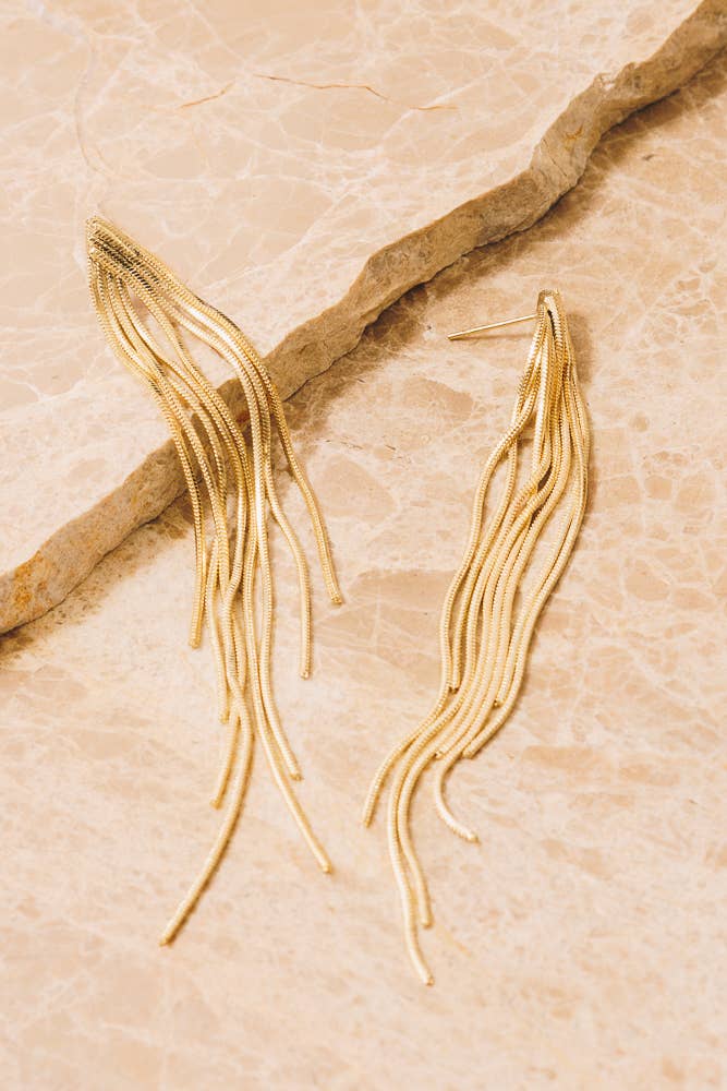 Ezra Gold Chain Fringe Earrings | 18k Gold Plating