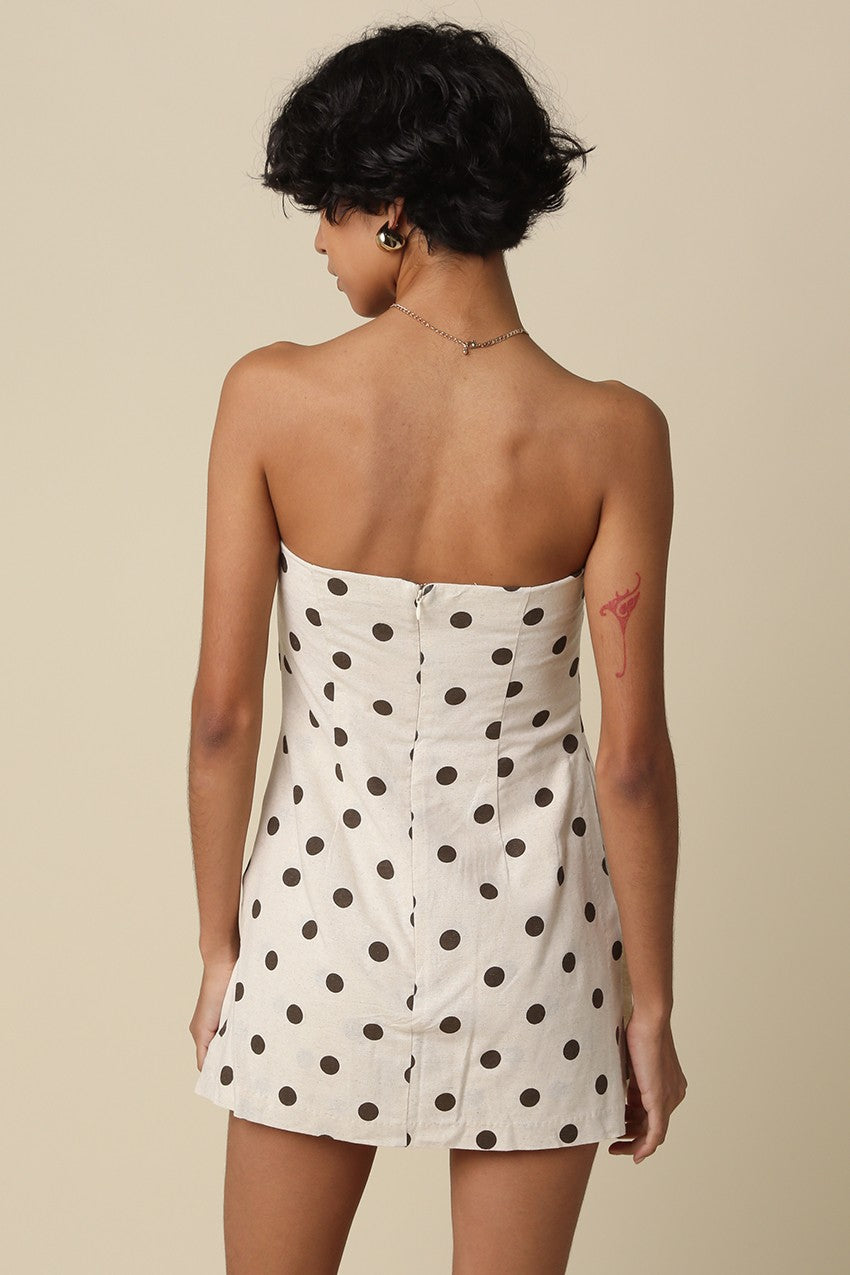 Lila Polka Dot Strapless Romper