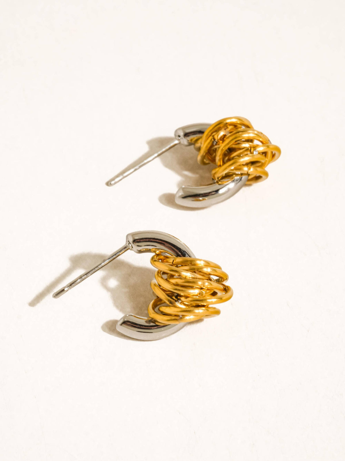 Colmar 18K Gold Non-Tarnish Two-Tone Knot Stud Earrings