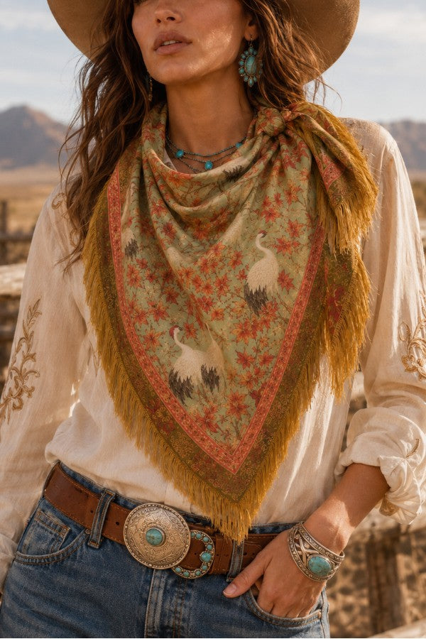 Fringe Silky Scarf