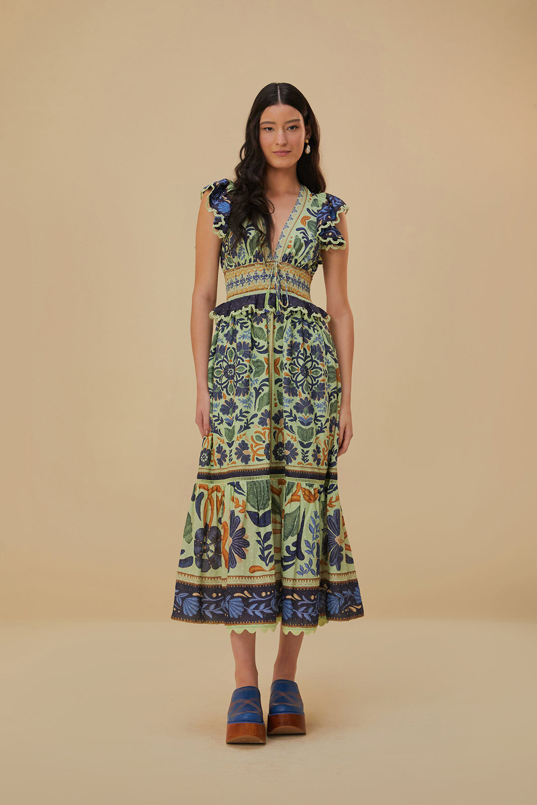 Ocean Tapestry Green Maxi Dress