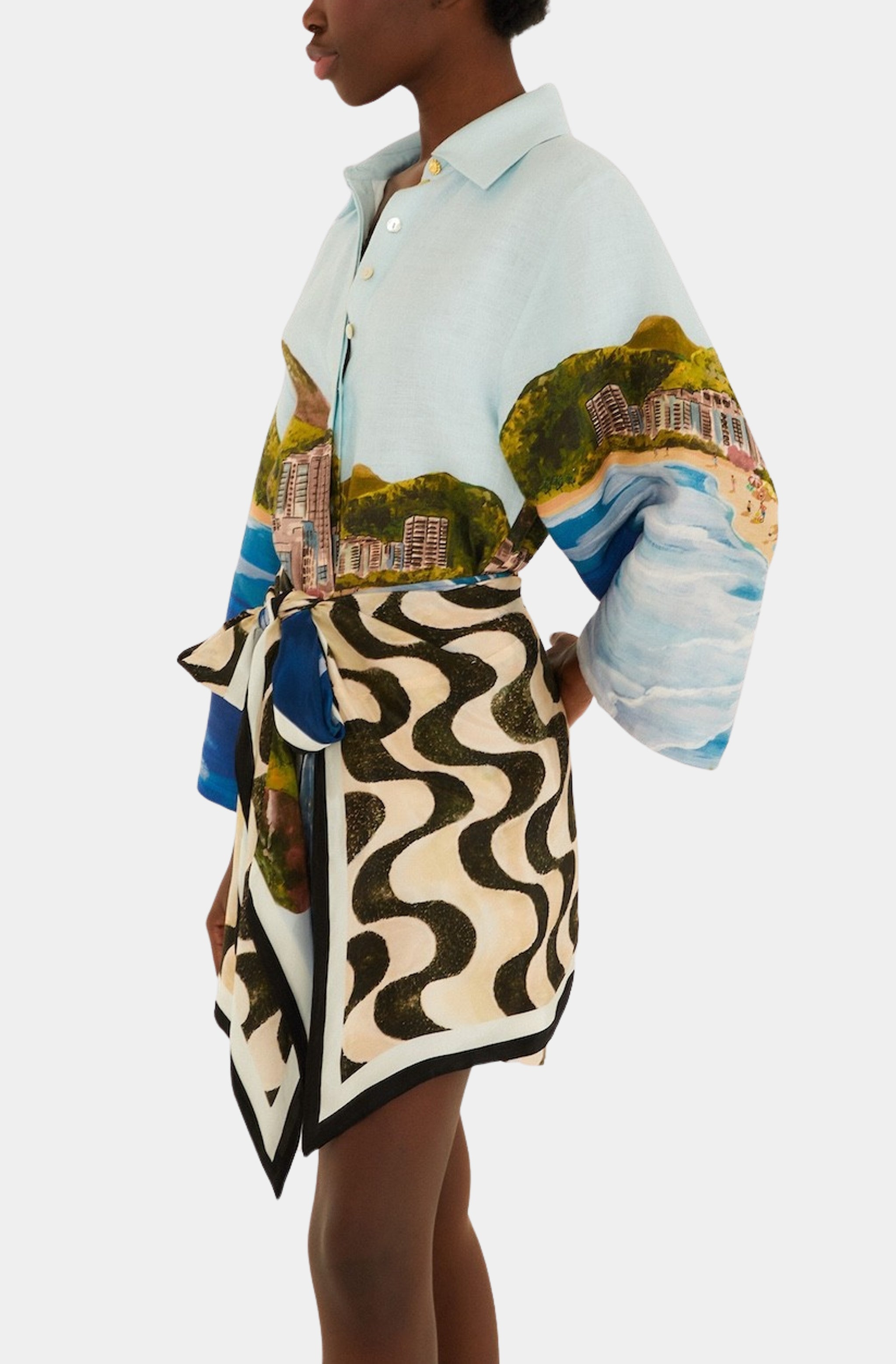 Copacabana Beach Multicolor Long Sleeve Kimono