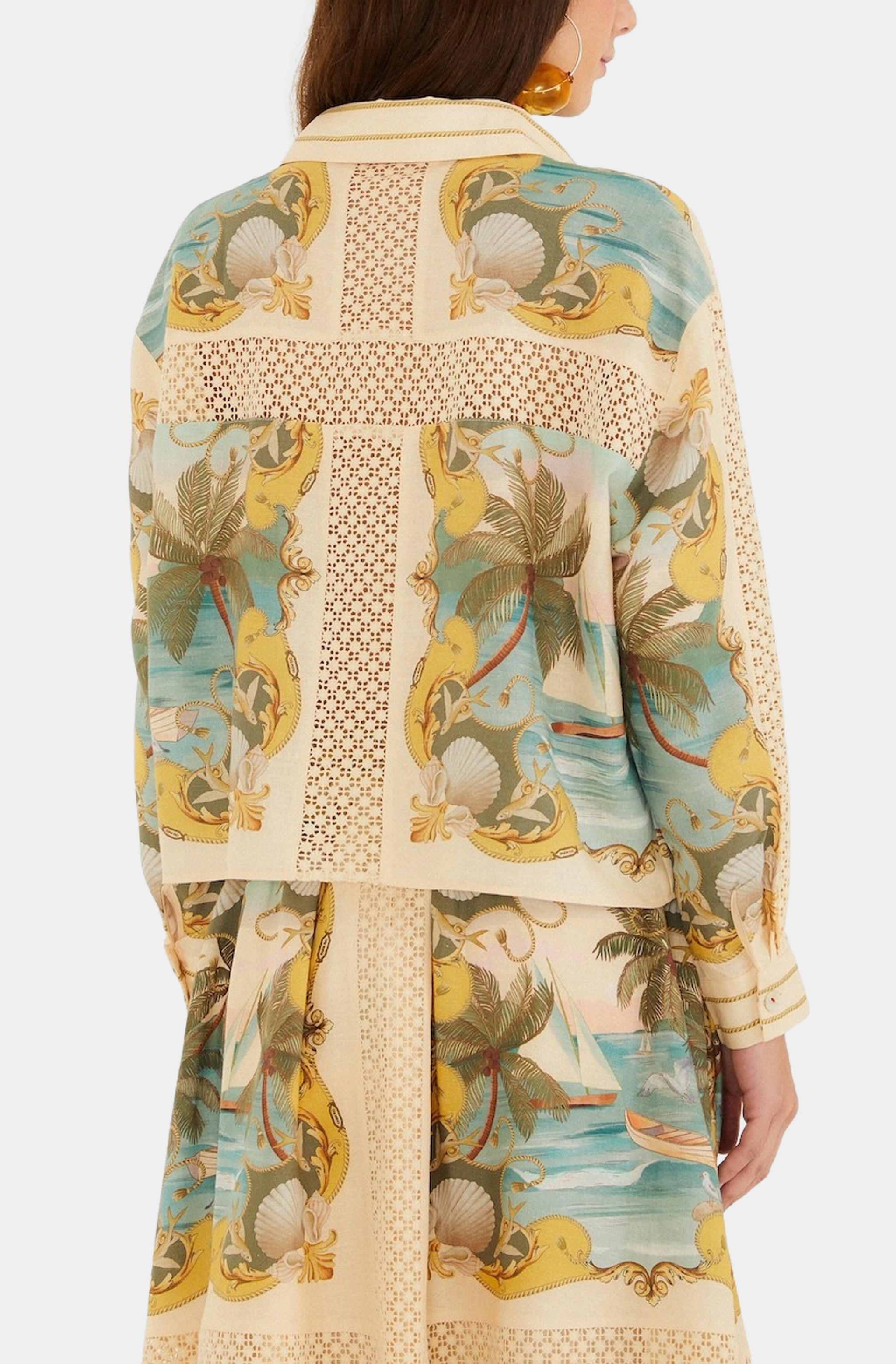 Royal Sea Multicolor Crochet Detail Shirt