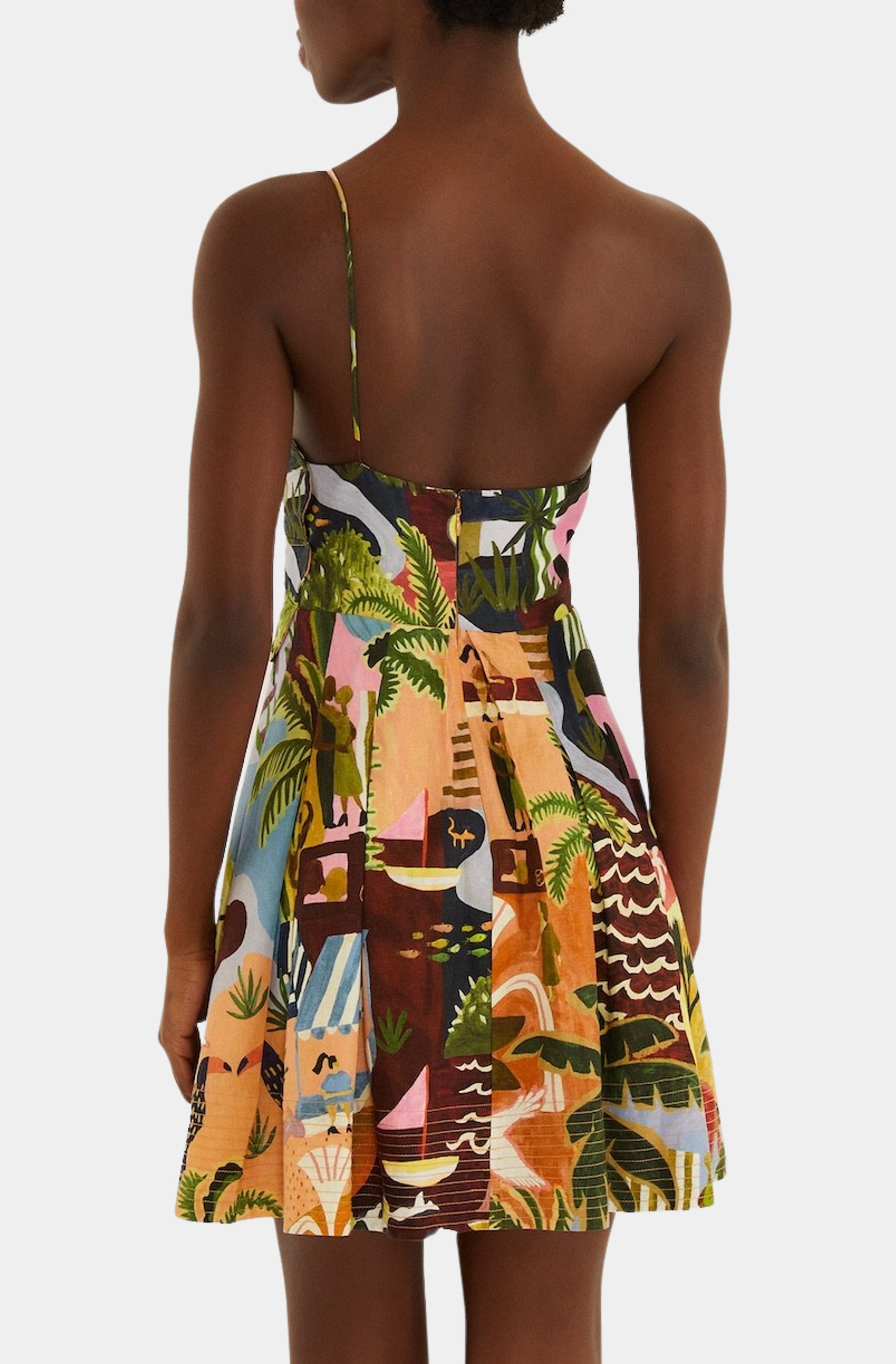 Tropical Painting Multicolor Mini Dress