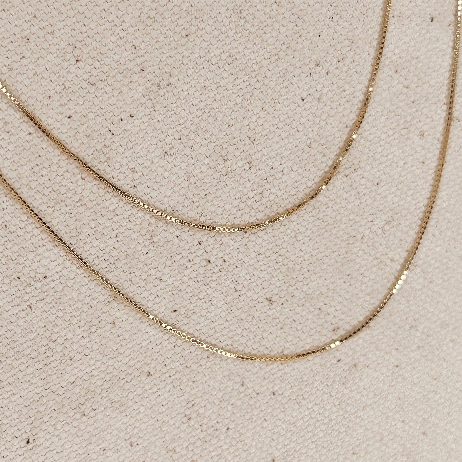 18k Gold Filled Diamond Cut Box Chain Very Thin 0.5mm